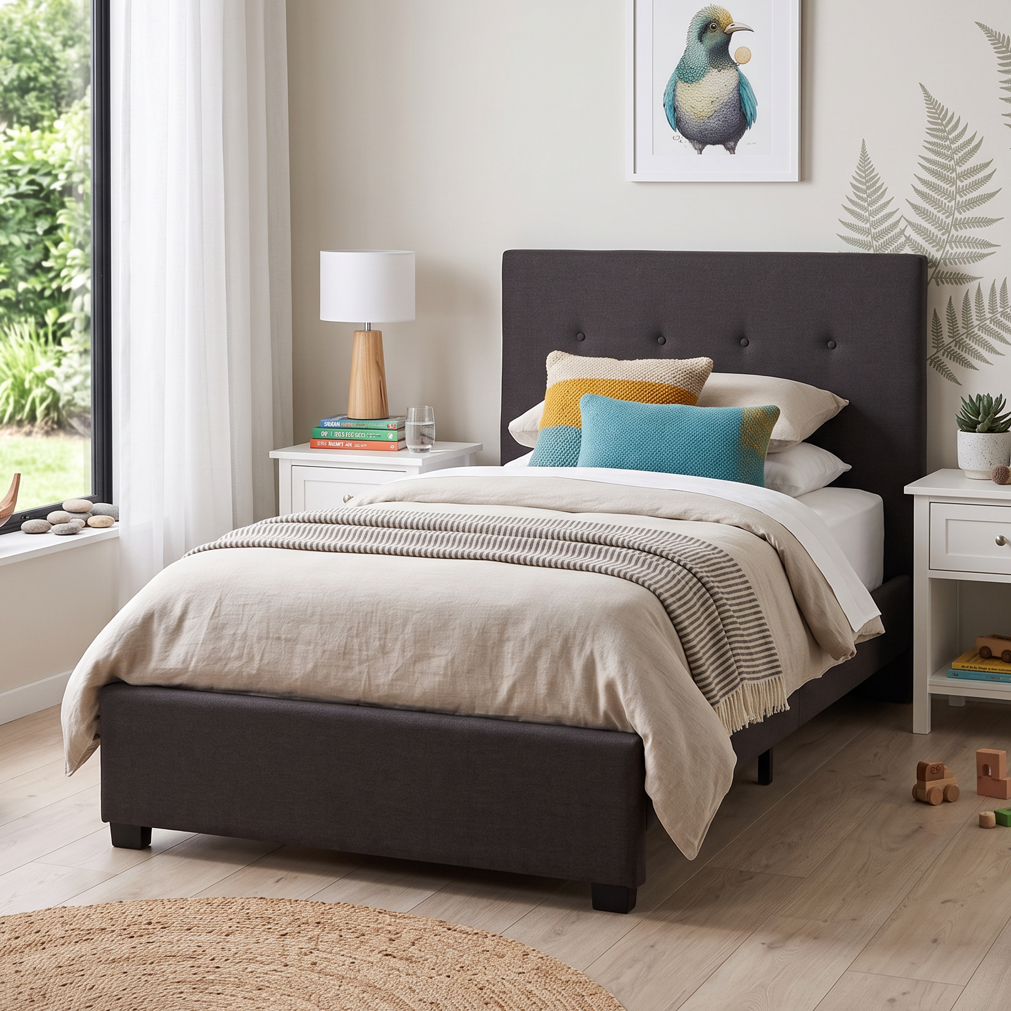 Dallas King Single Bed Frame, Jet