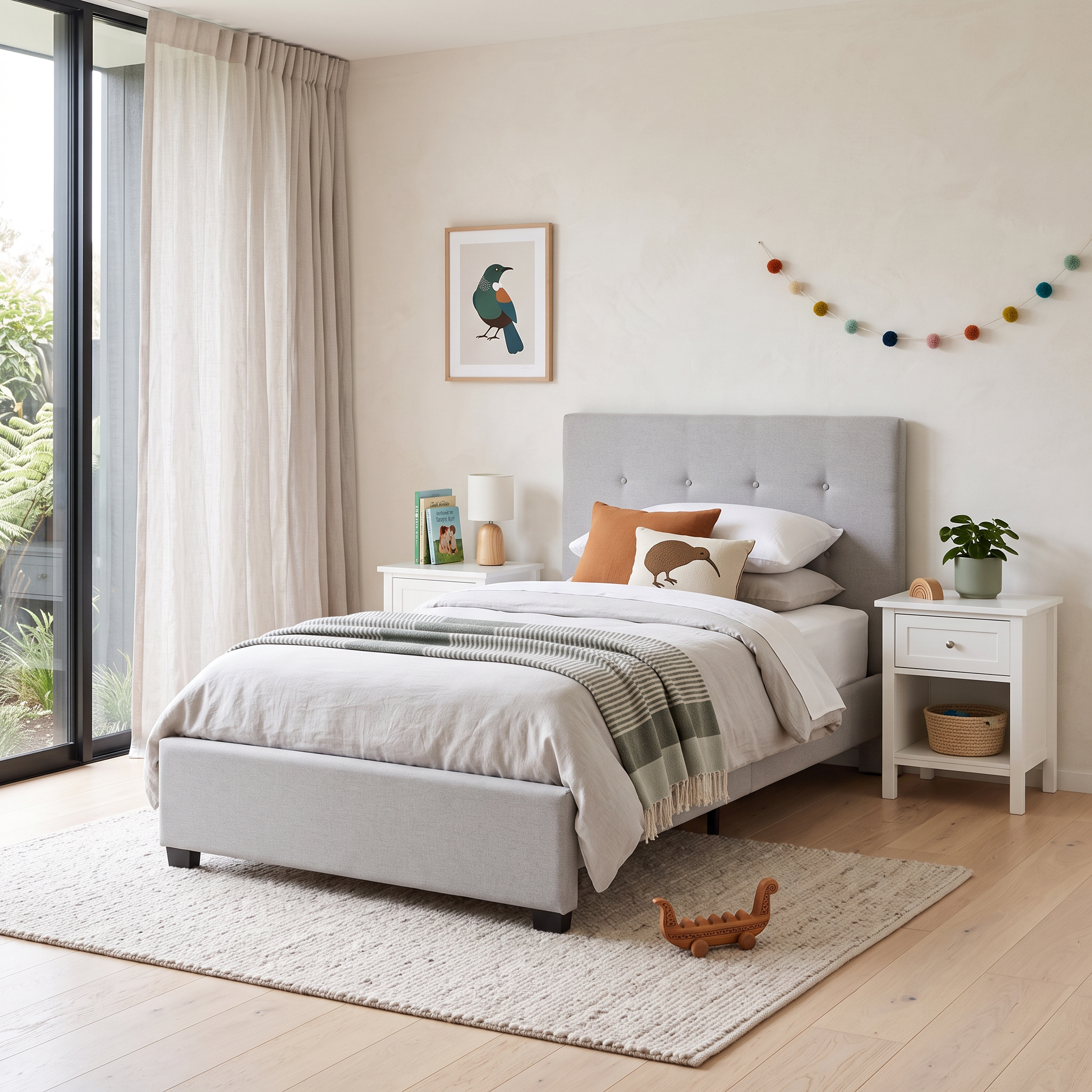 Dallas King Single Bed Frame, Light Grey