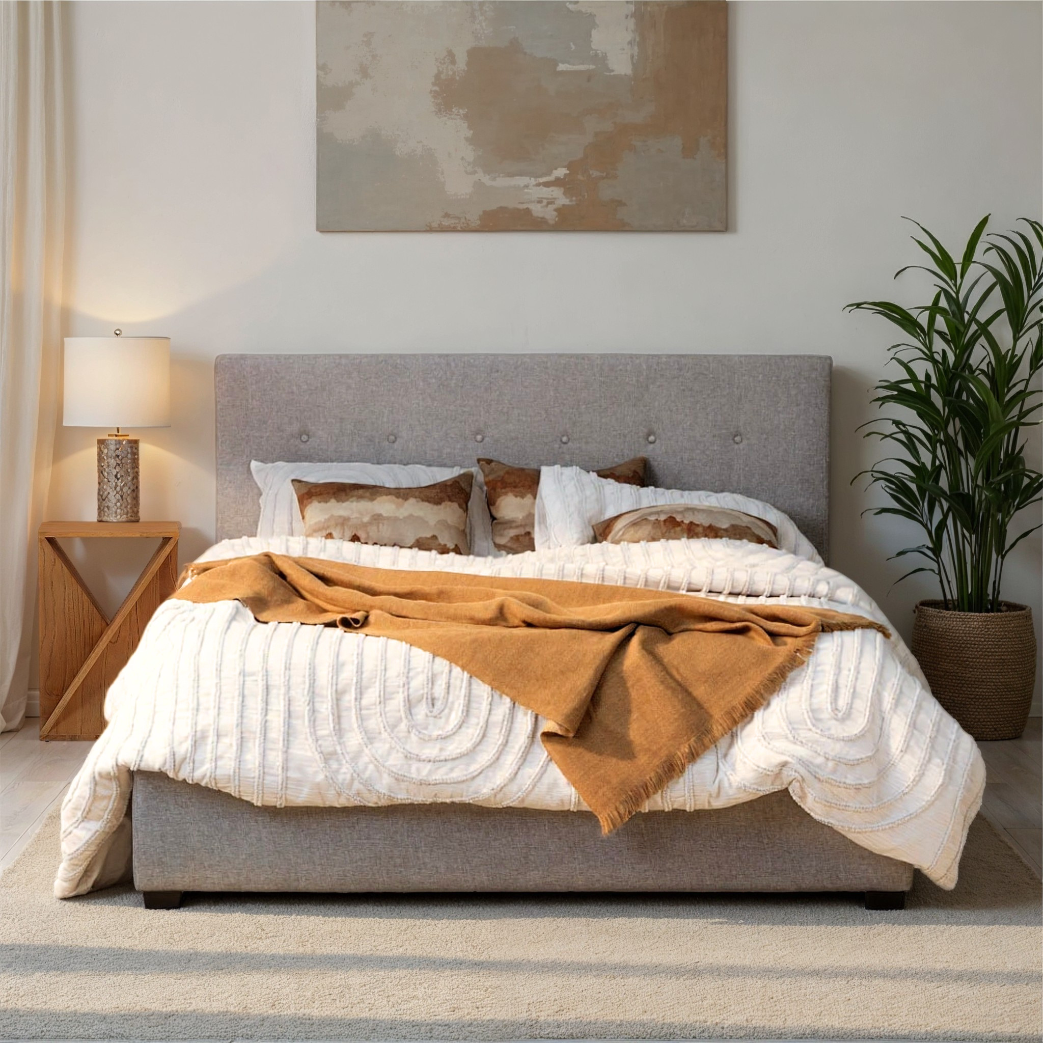 Dallas King Bed Frame, Light Grey