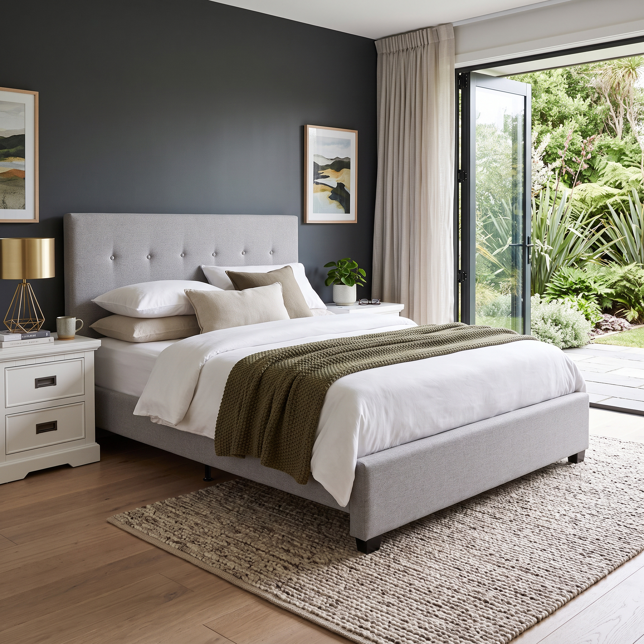 Dallas King Bed Frame, Light Grey