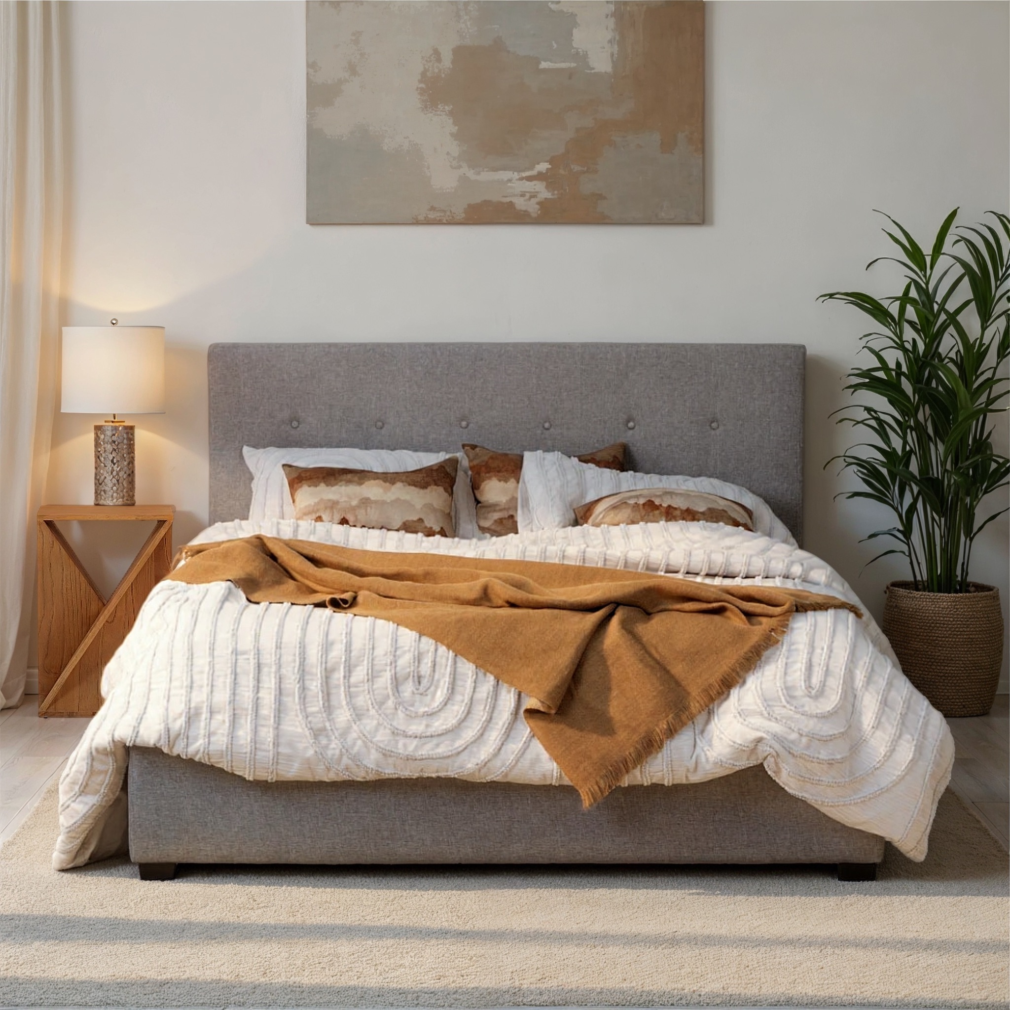 Dallas Queen Bed Frame, Light Grey