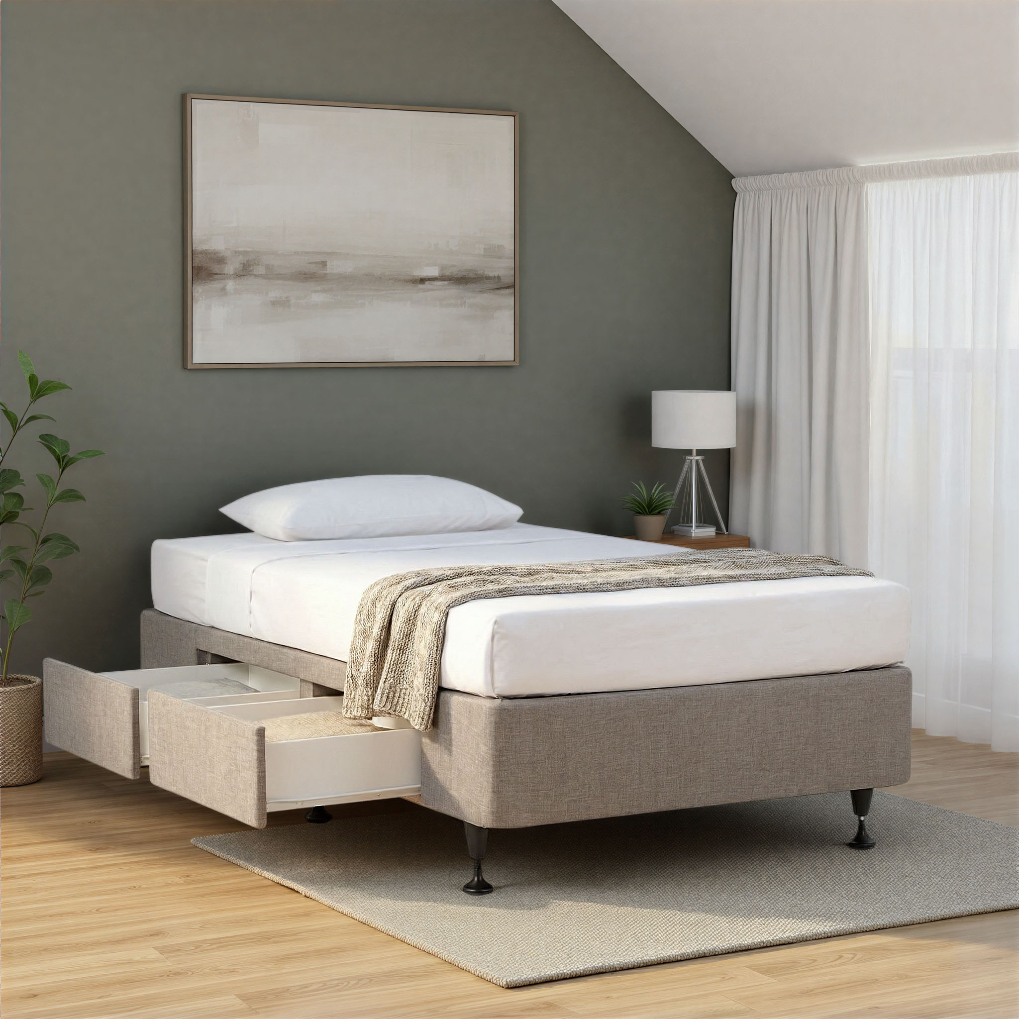 Doze 2 Drawer Left Hand Facing Mattress Base - Single, Grey