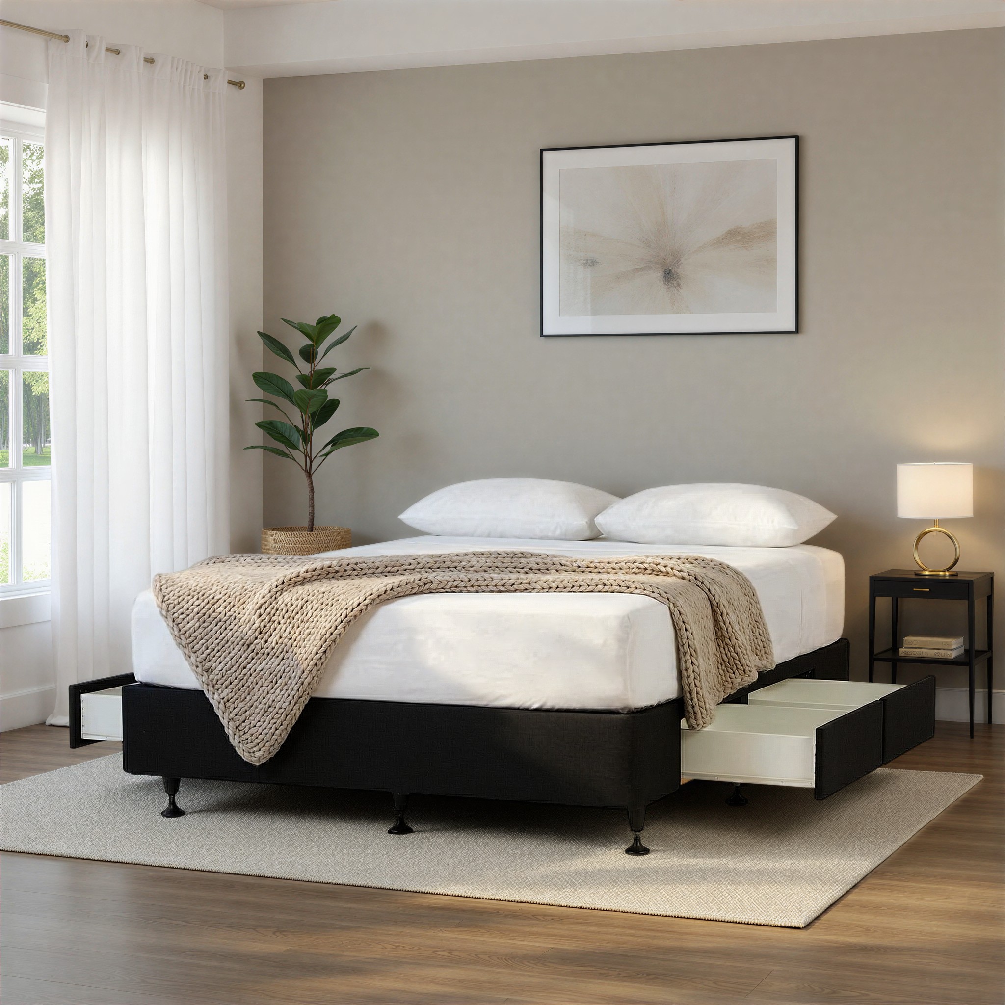 Doze 4 Drawer Mattress Base - Queen, Black