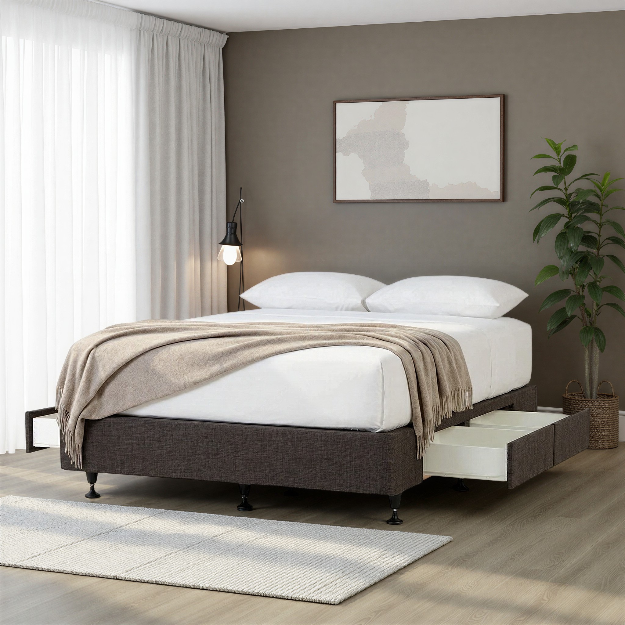 Doze 4 Drawer Mattress Base - Queen, Charcoal