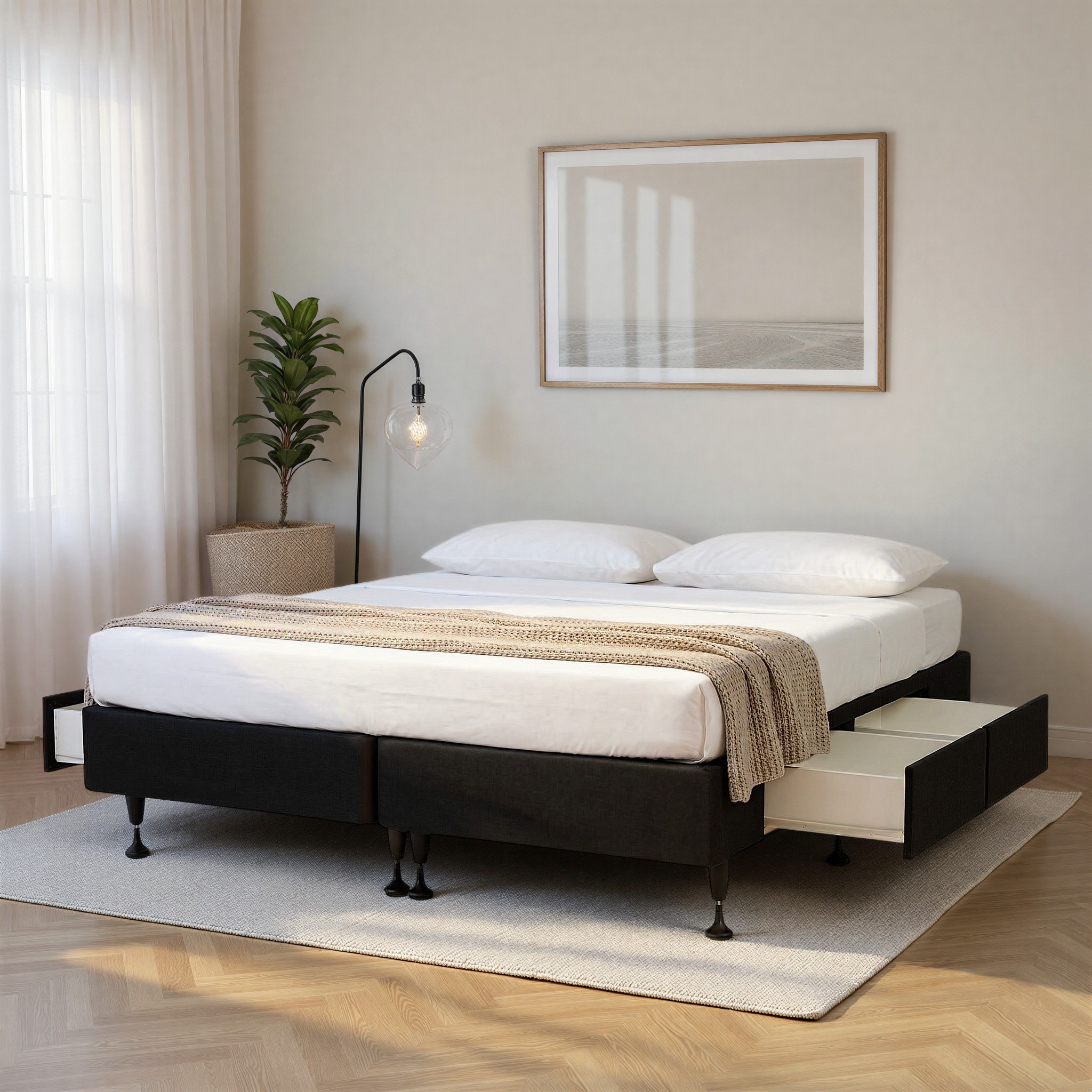 Doze 4 Drawer Mattress Base - Super King, Black