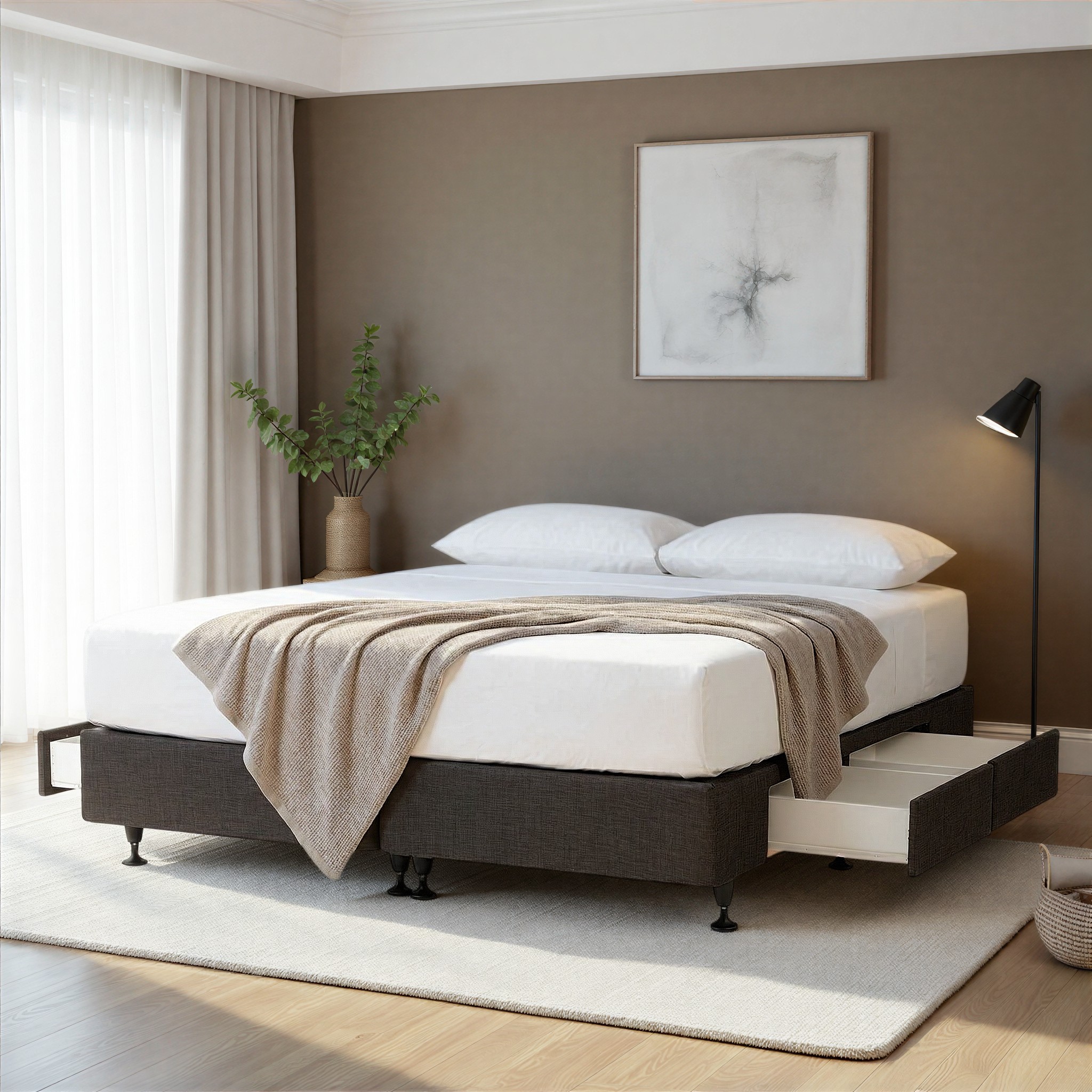 Doze 4 Drawer Mattress Base - Super King, Charcoal