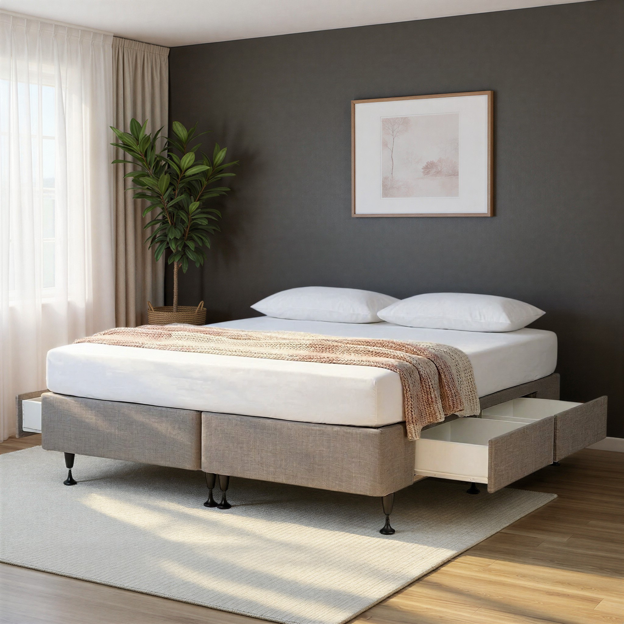 Doze 4 Drawer Mattress Base - Super King, Grey