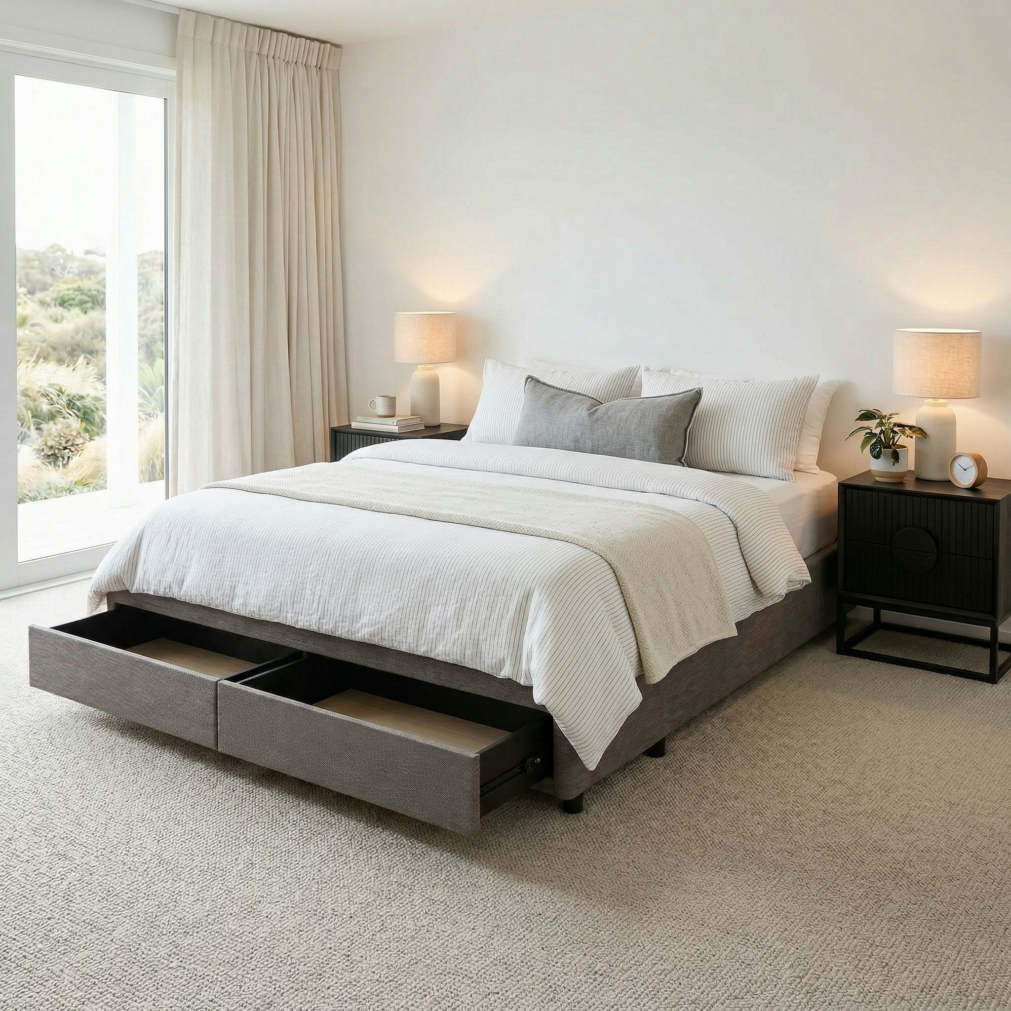 Kitset Draw 2 Drawer Mattress Base - Double, Dark Grey