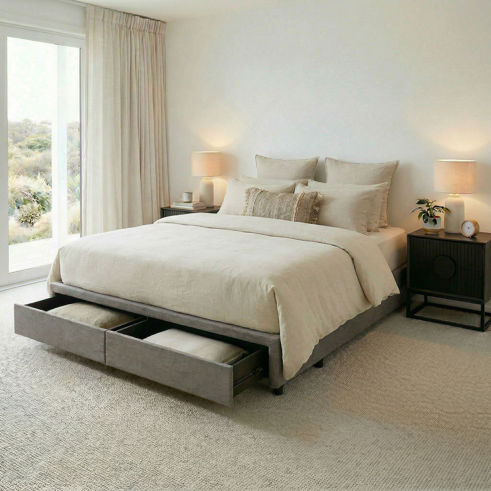 Kitset Draw 2 Drawer Mattress Base - King, Dark Grey