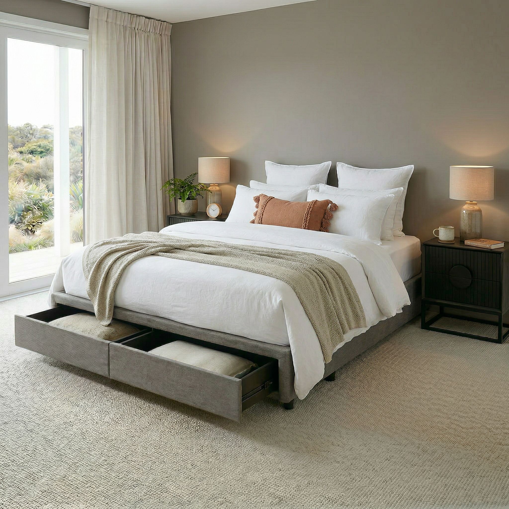 Kitset Draw 2 Drawer Mattress Base - Super King, Dark Grey