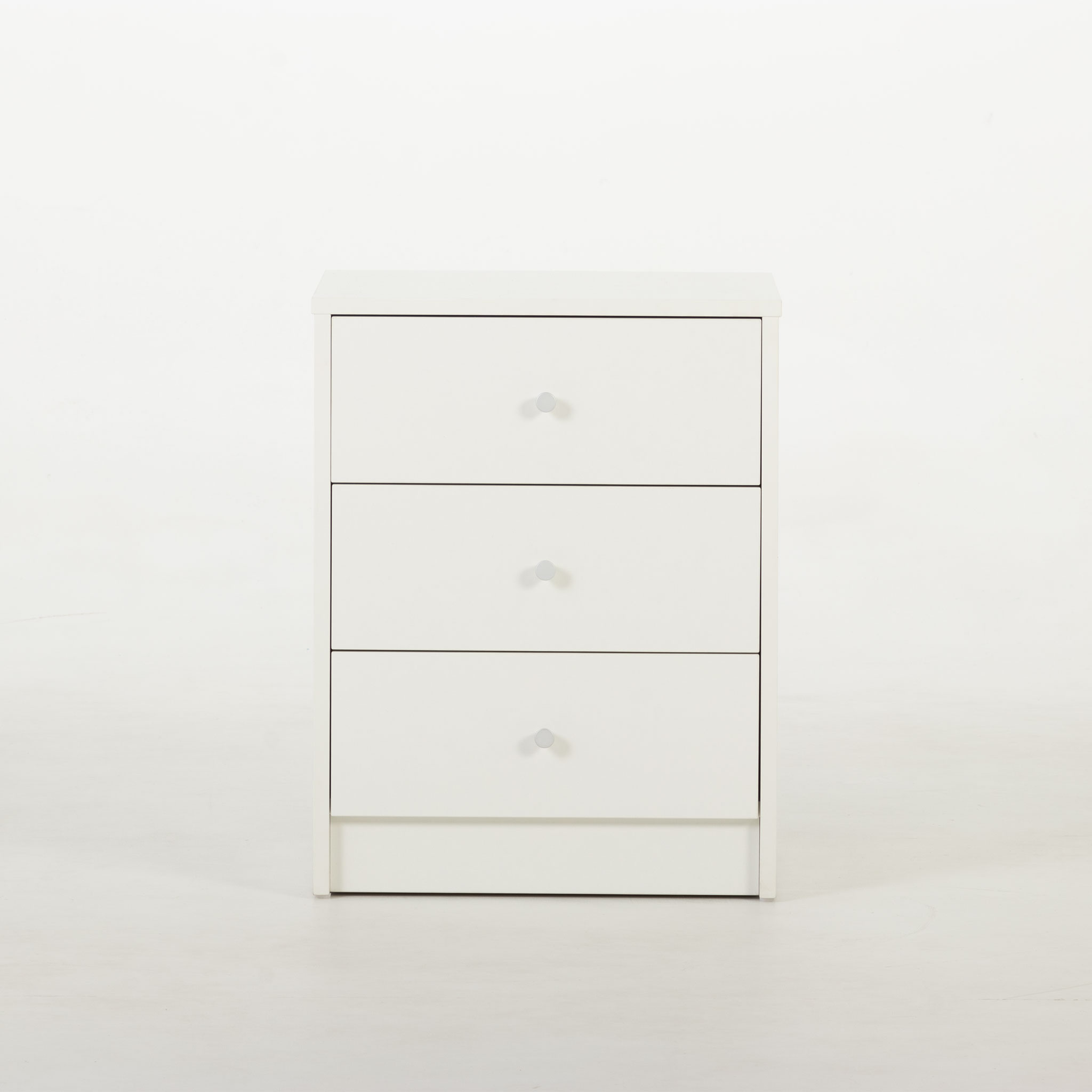 Elliot 3 Drawer Bedside, White