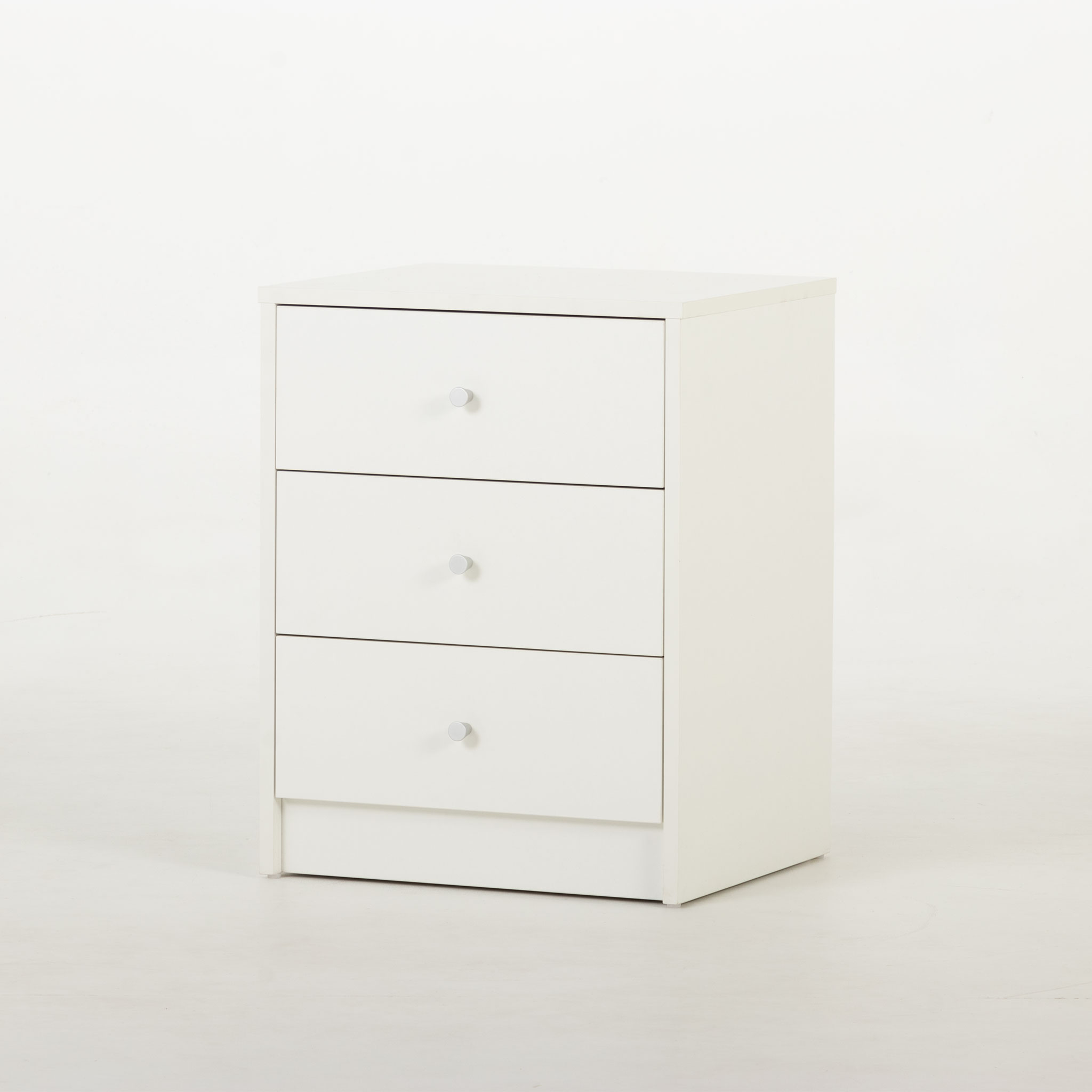 Elliot 3 Drawer Bedside, White