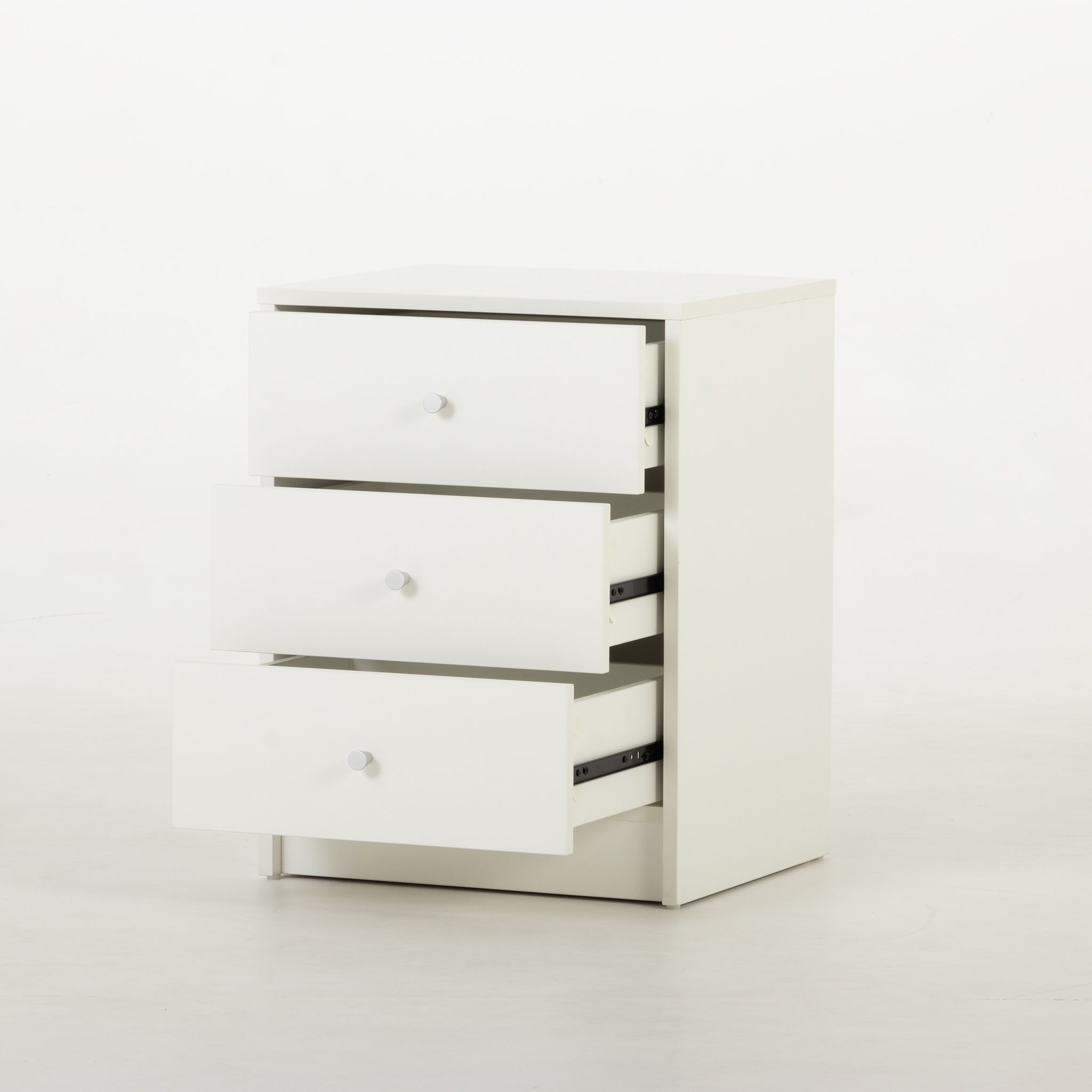 Elliot 3 Drawer Bedside, White