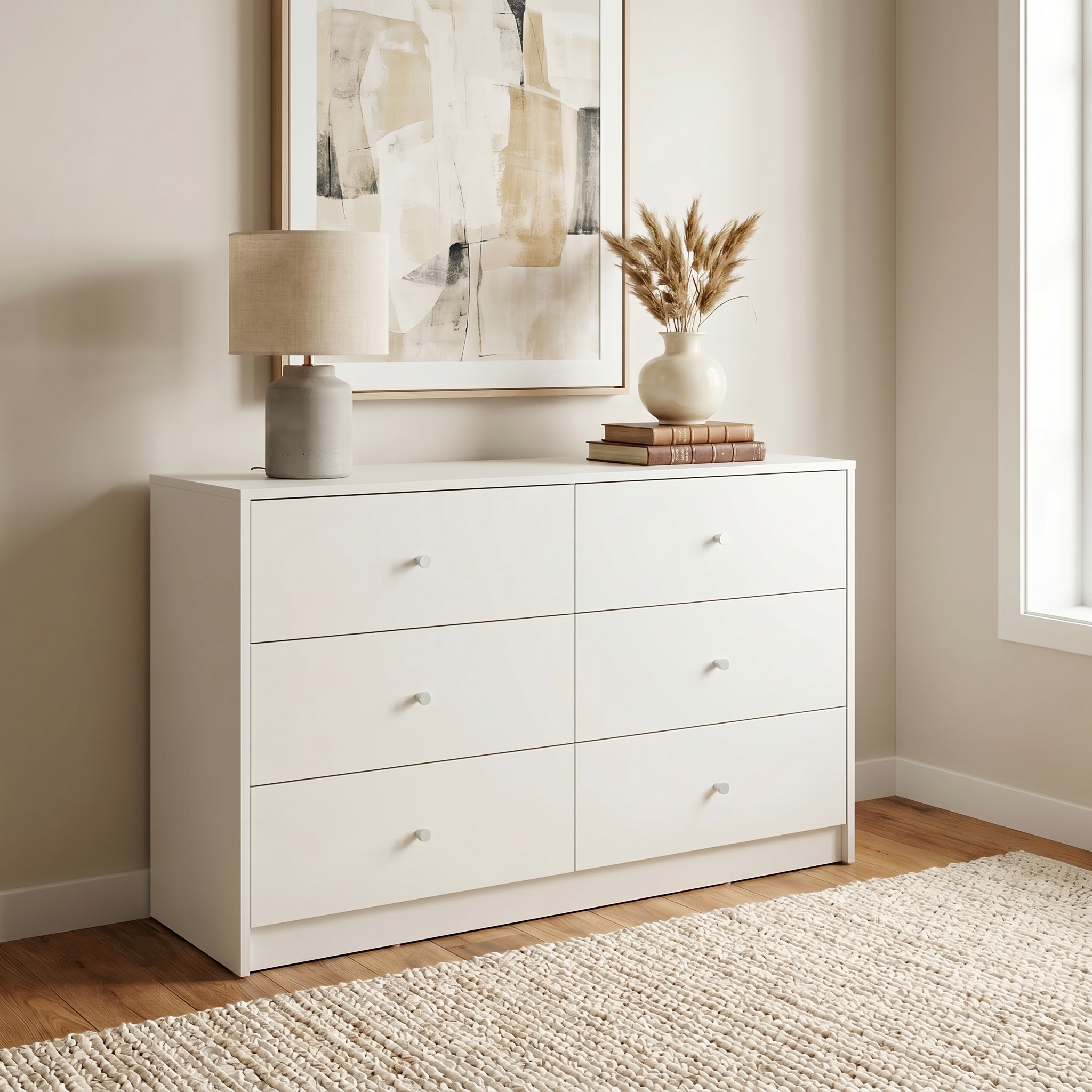 Elliot 4 Drawer Lowboy, White