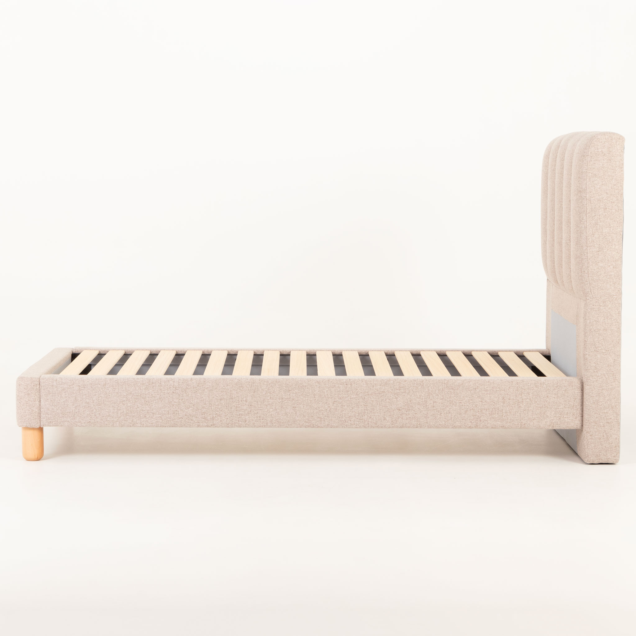 Riley King Single Bed Frame, Beige