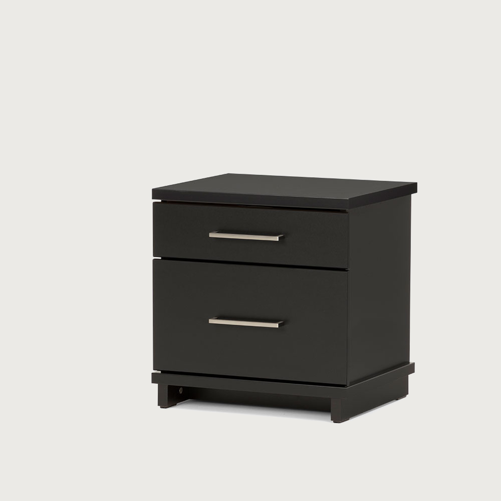 Fox 2 Drawer Bedside, Black/Nickel
