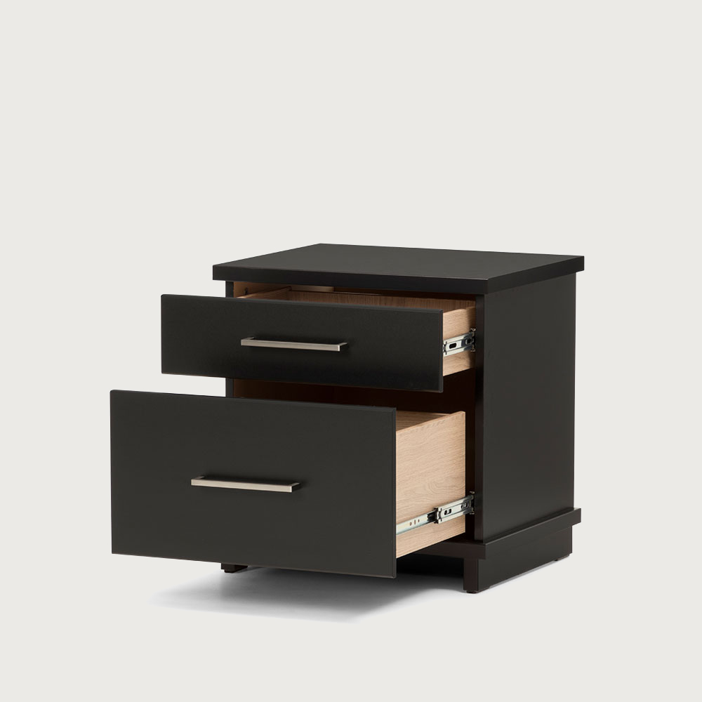 Fox 2 Drawer Bedside, Black/Nickel