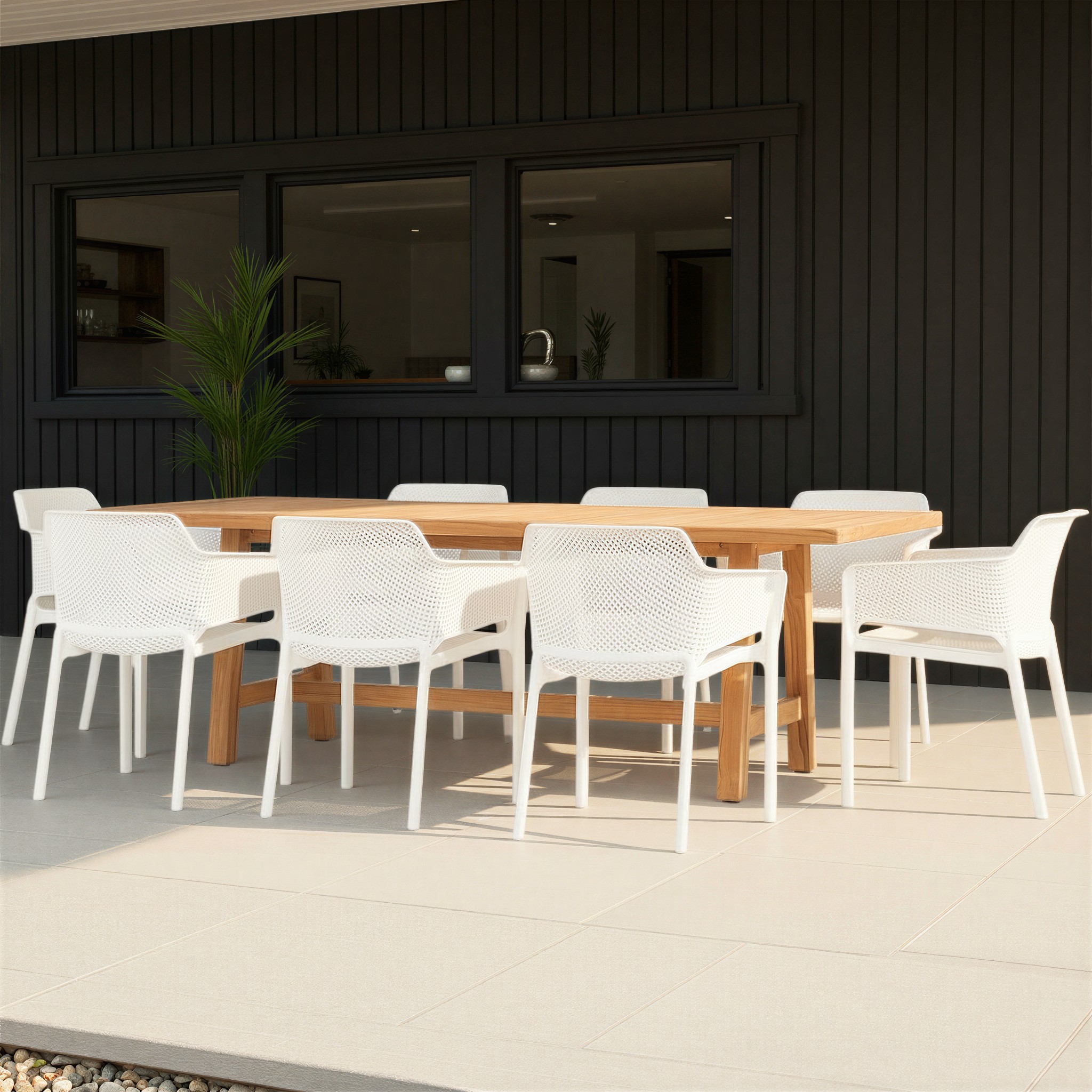 Olina 9 Piece Outdoor Dining Set, White