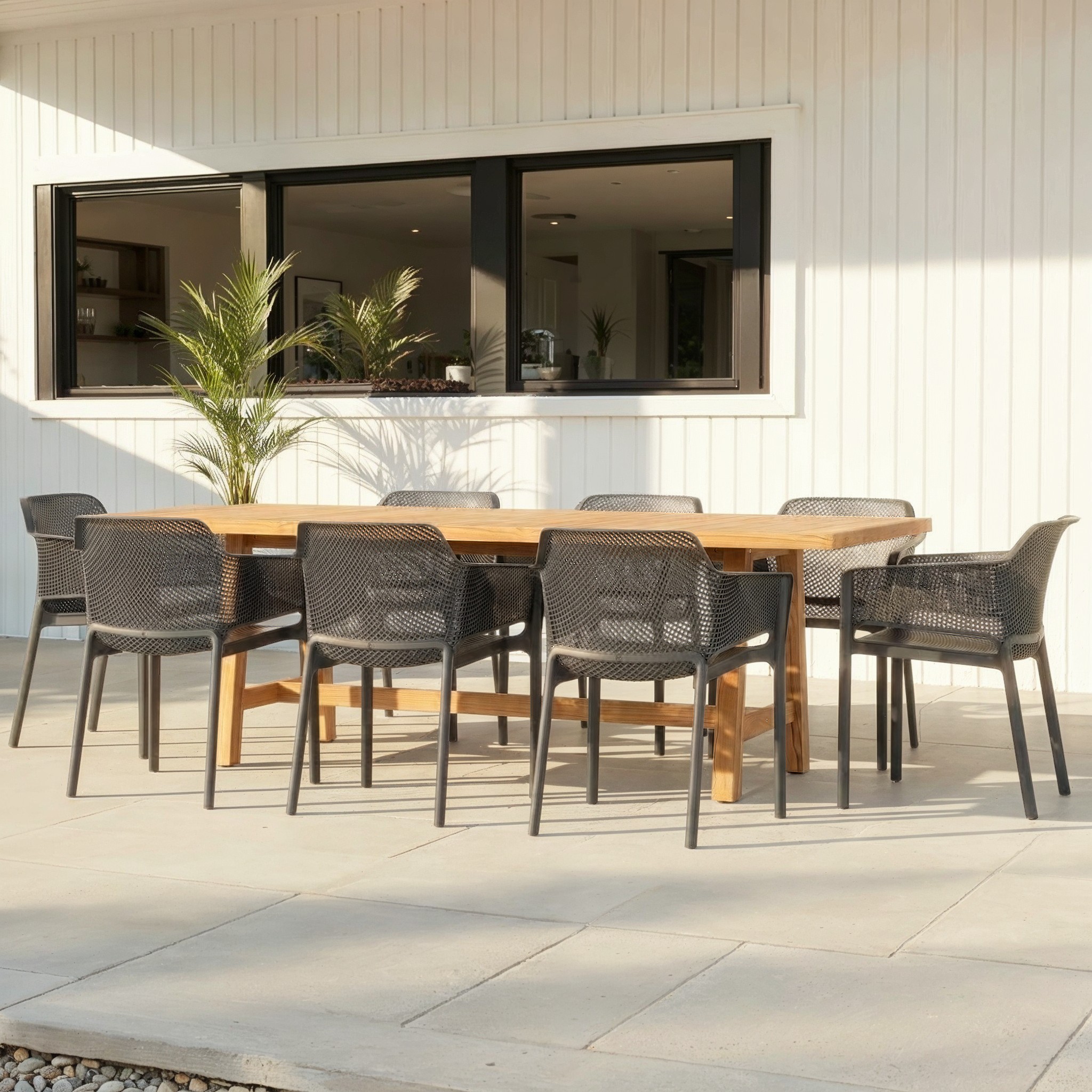 Olina 9 Piece Outdoor Dining Set, Charcoal