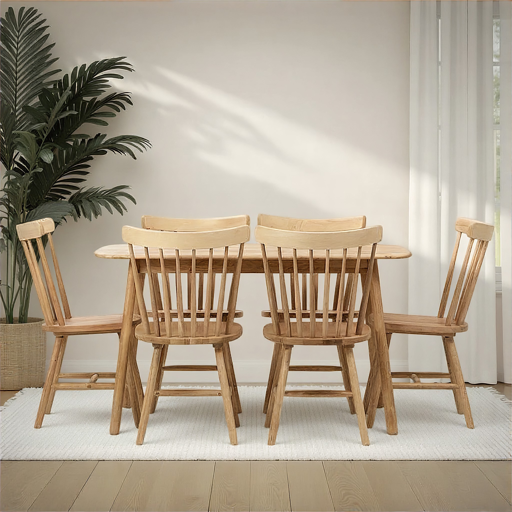 Woodwall 7 Piece Dining Set - W135, Light