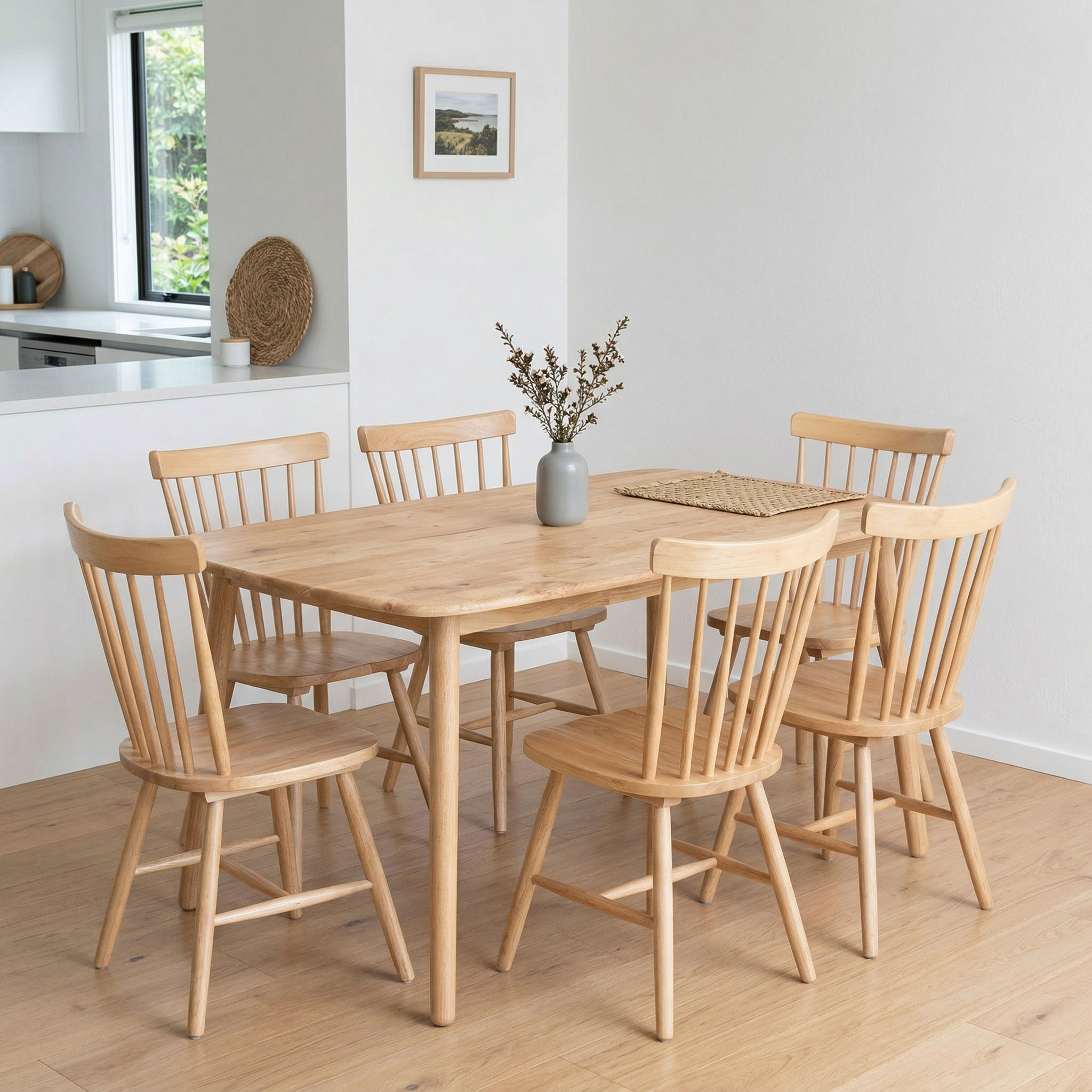 Woodwall 7 Piece Dining Set - W135, Light