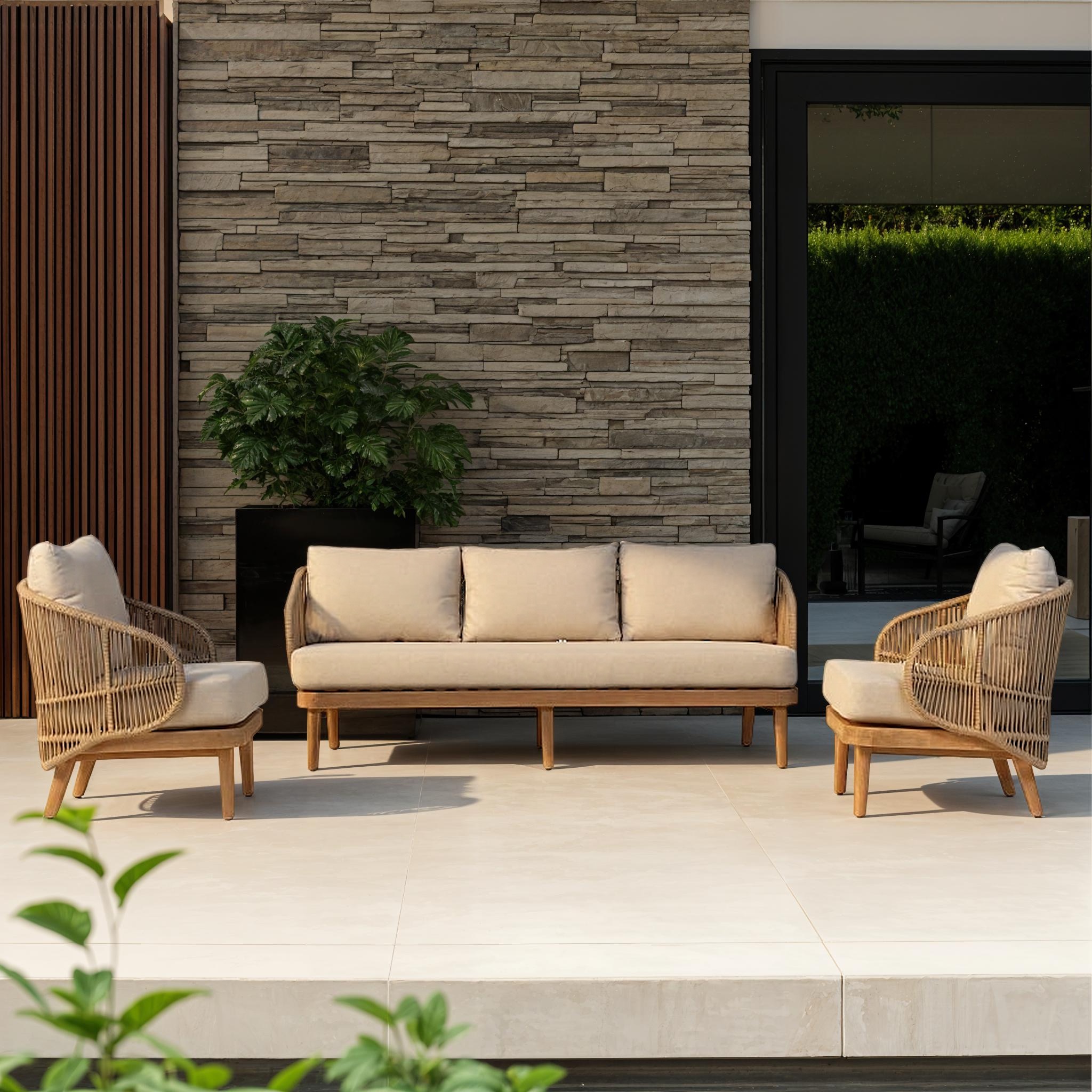 Aegina 3 Piece Outdoor Lounge Set