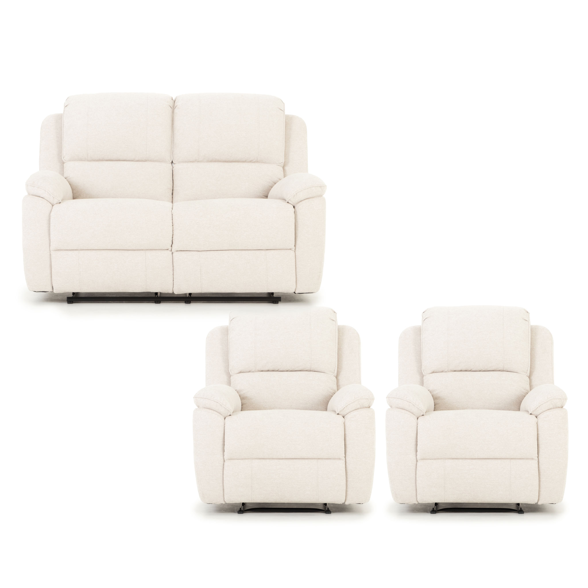 Aiden 2 Seater Recliner + 2 Recliner Chairs, Oatmeal