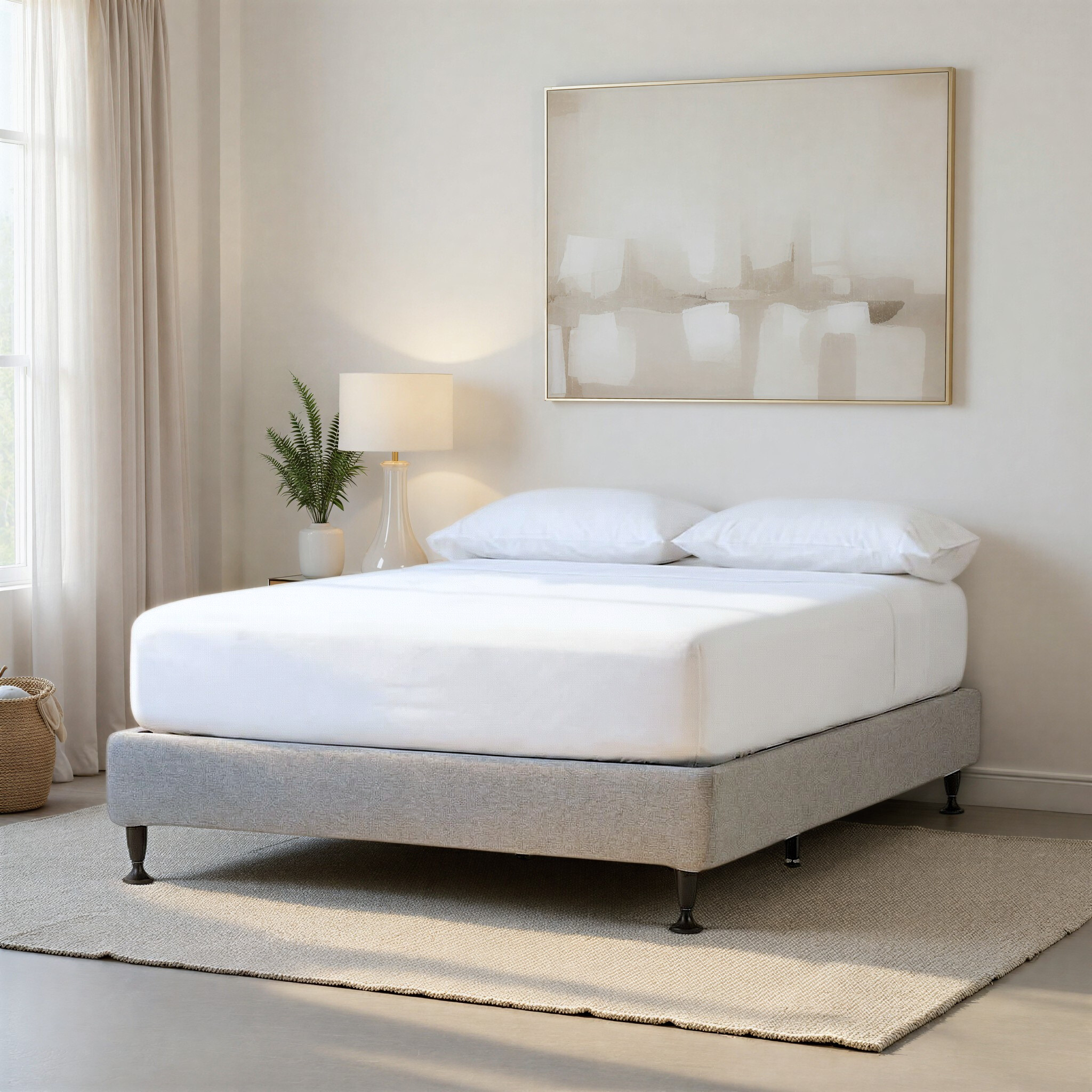 Alfa Double Bed Base, Light Grey