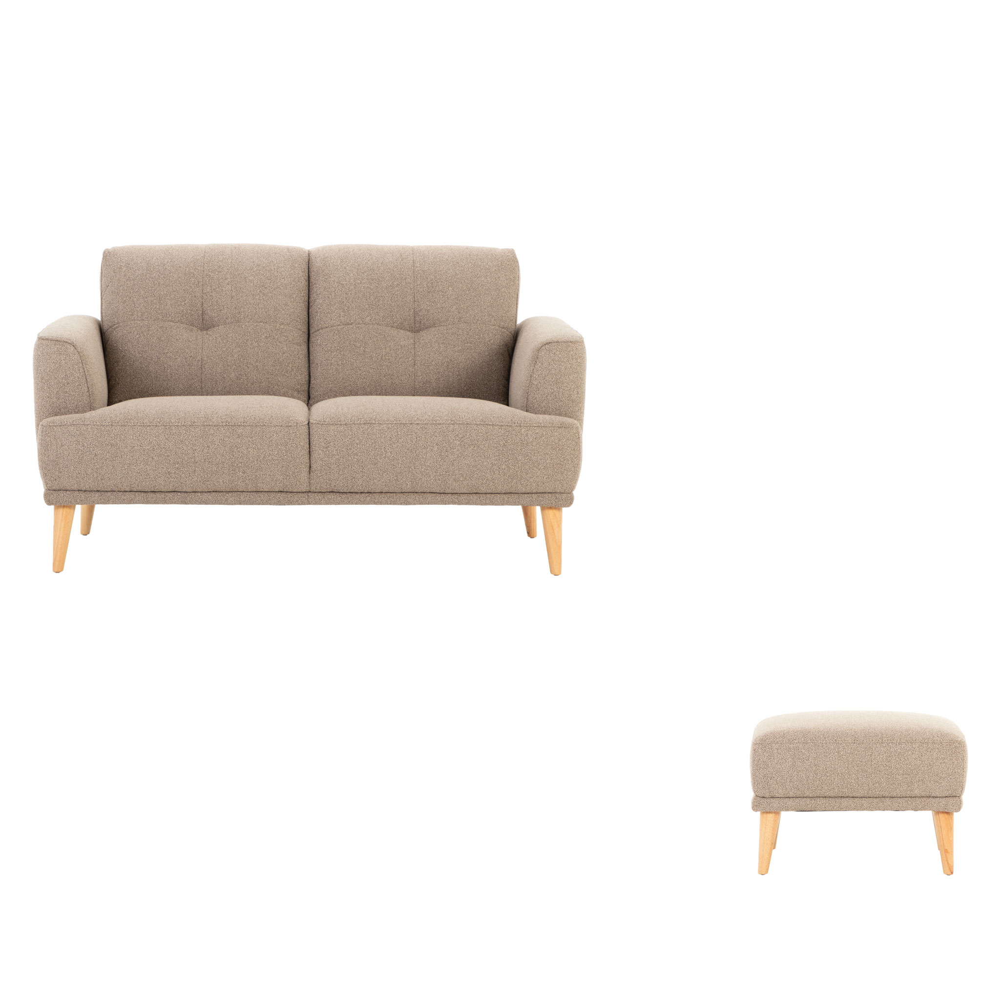 Alex 2 Seater + Ottoman, Brown