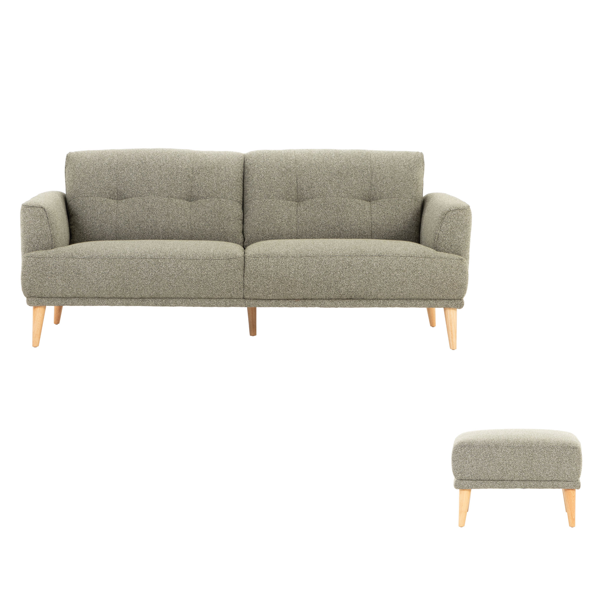 Alex 3 Seater + Ottoman, Green