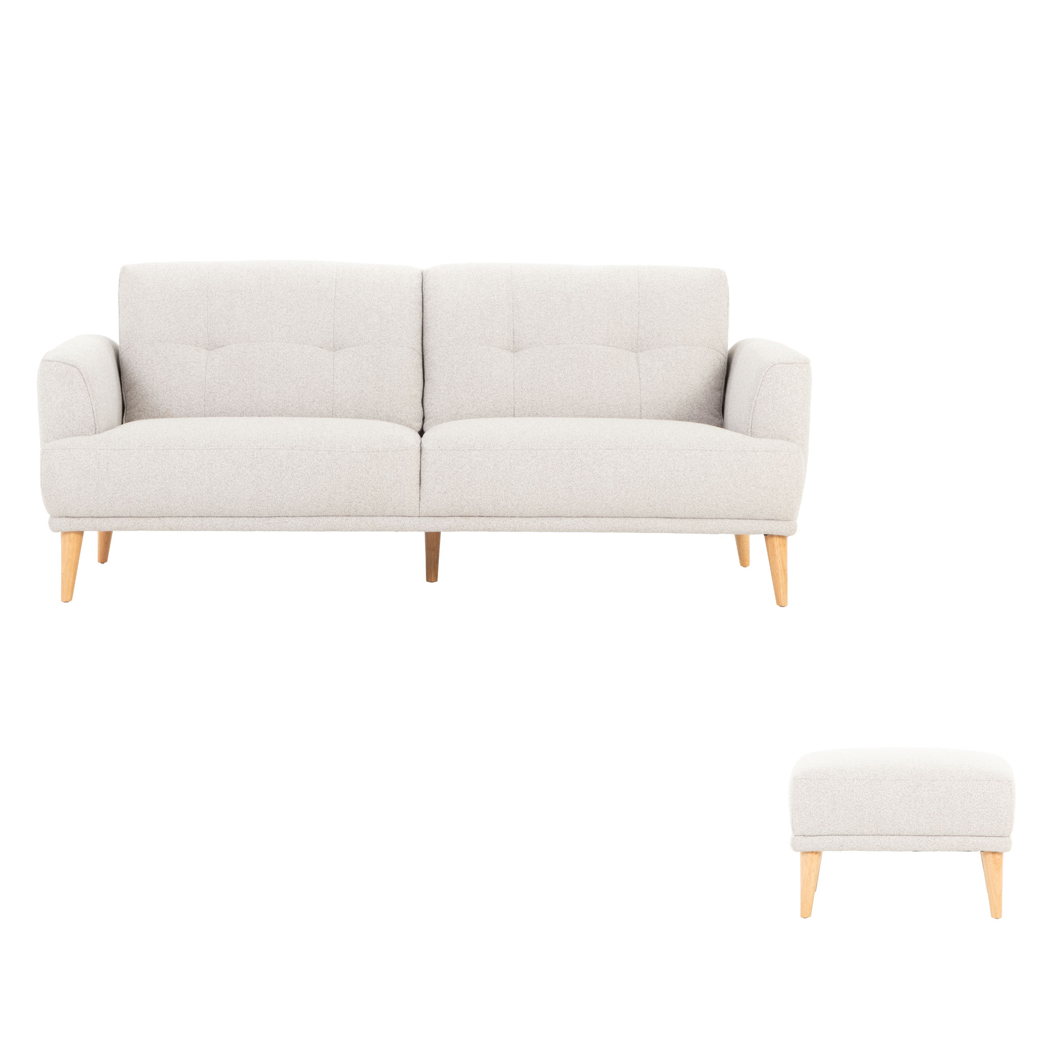 Alex 3 Seater + Ottoman, Light Grey