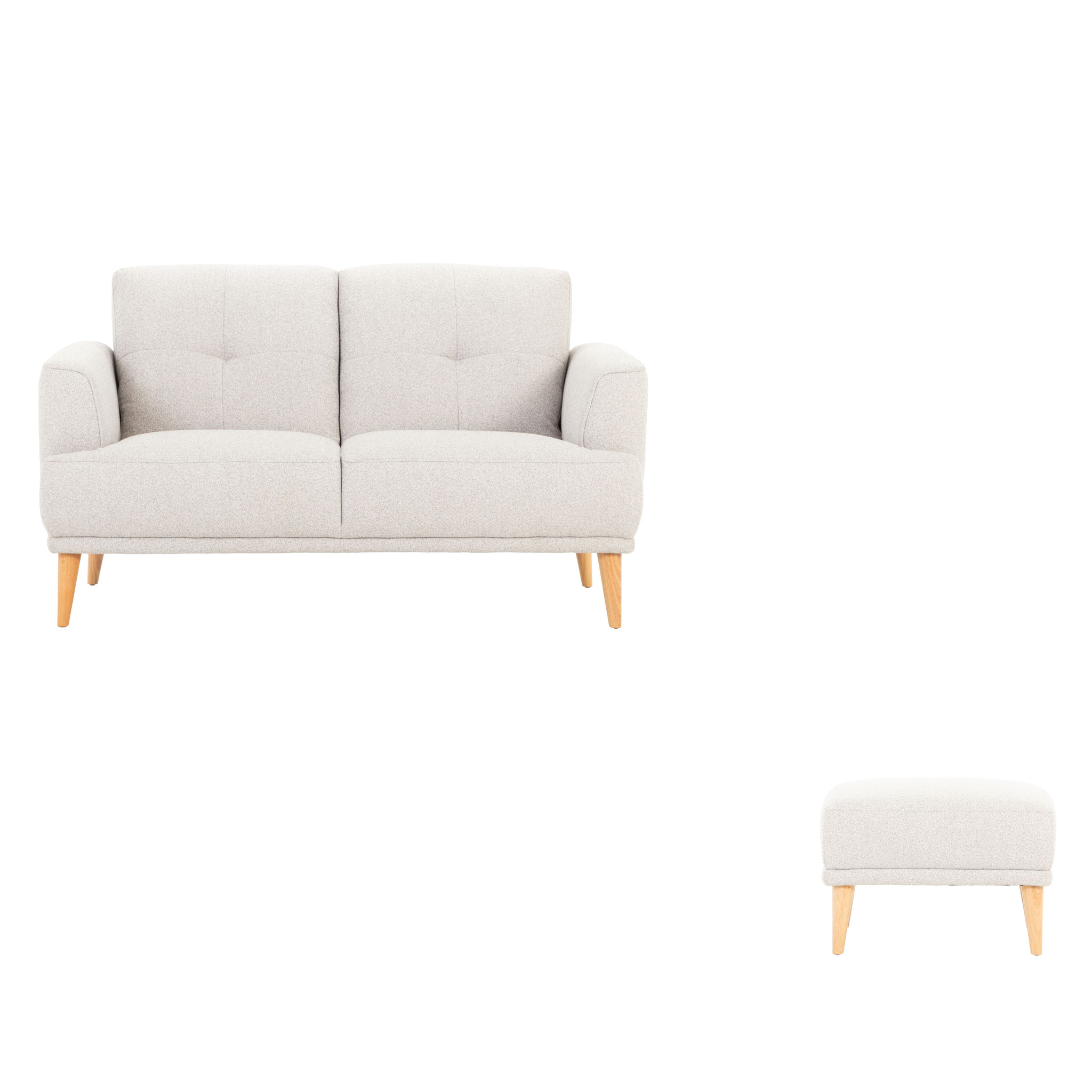 Alex 2 Seater + Ottoman, Light Grey