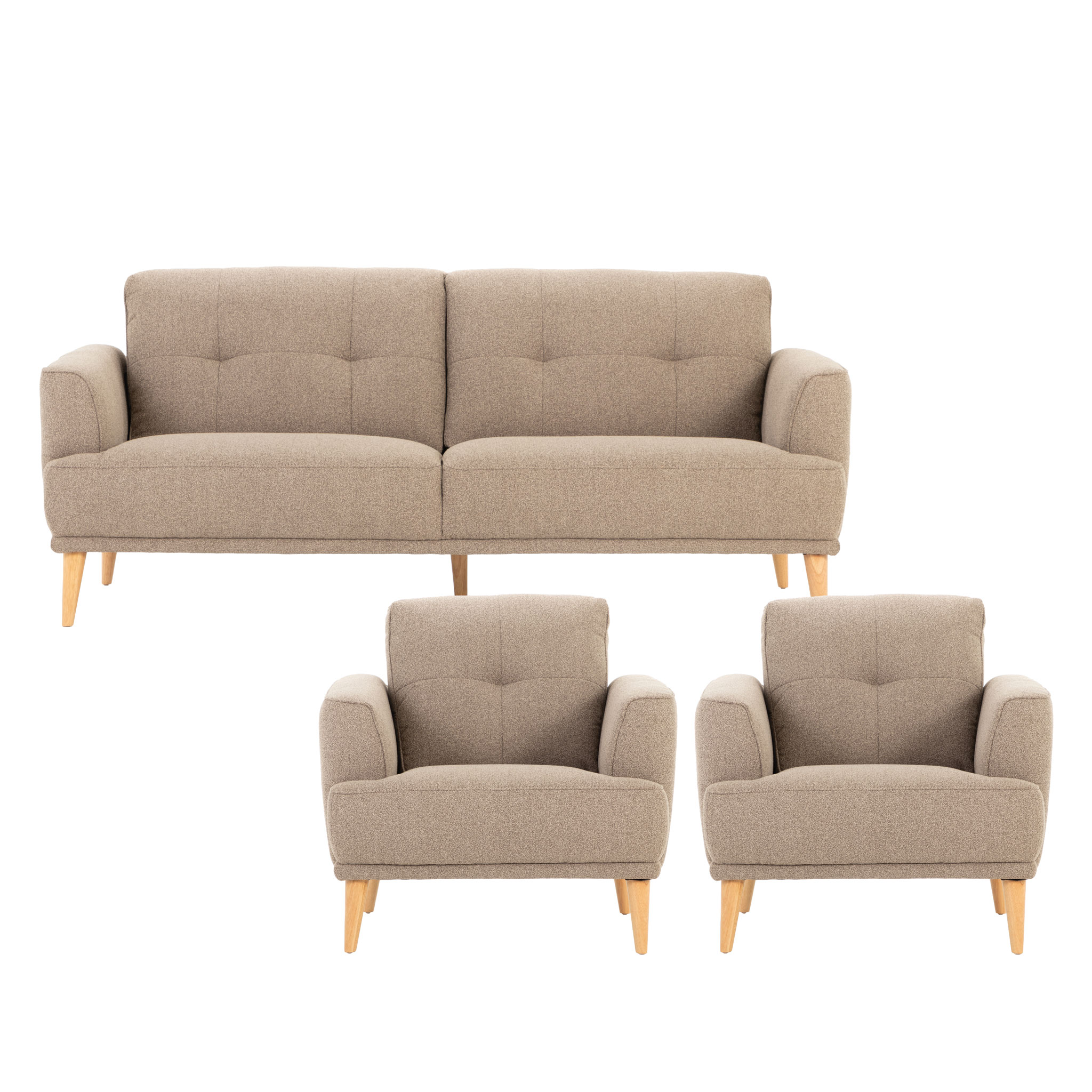Alex 3 Seater + 2 Chairs, Brown