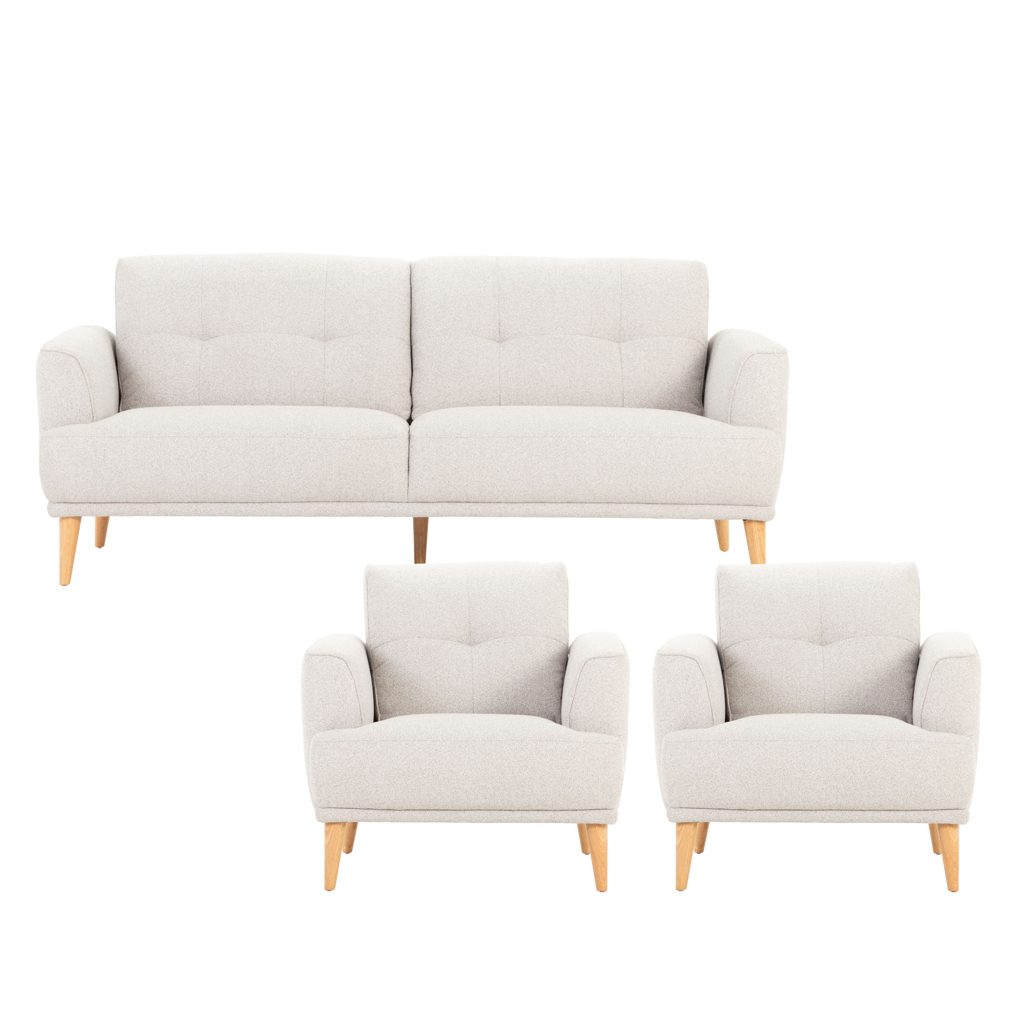 Alex 3 Seater + 2 Chairs, Light Grey