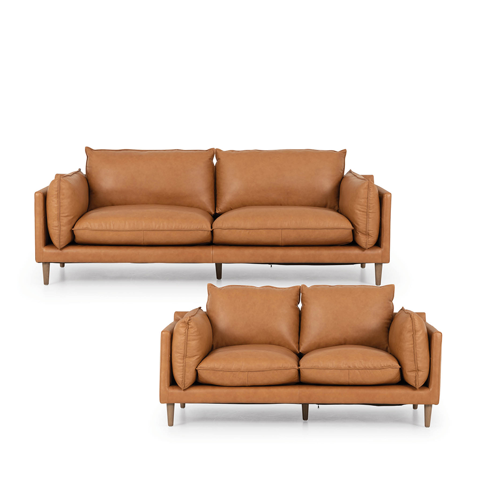 Alina 3 Seater + 2 Seater, Leather Tan