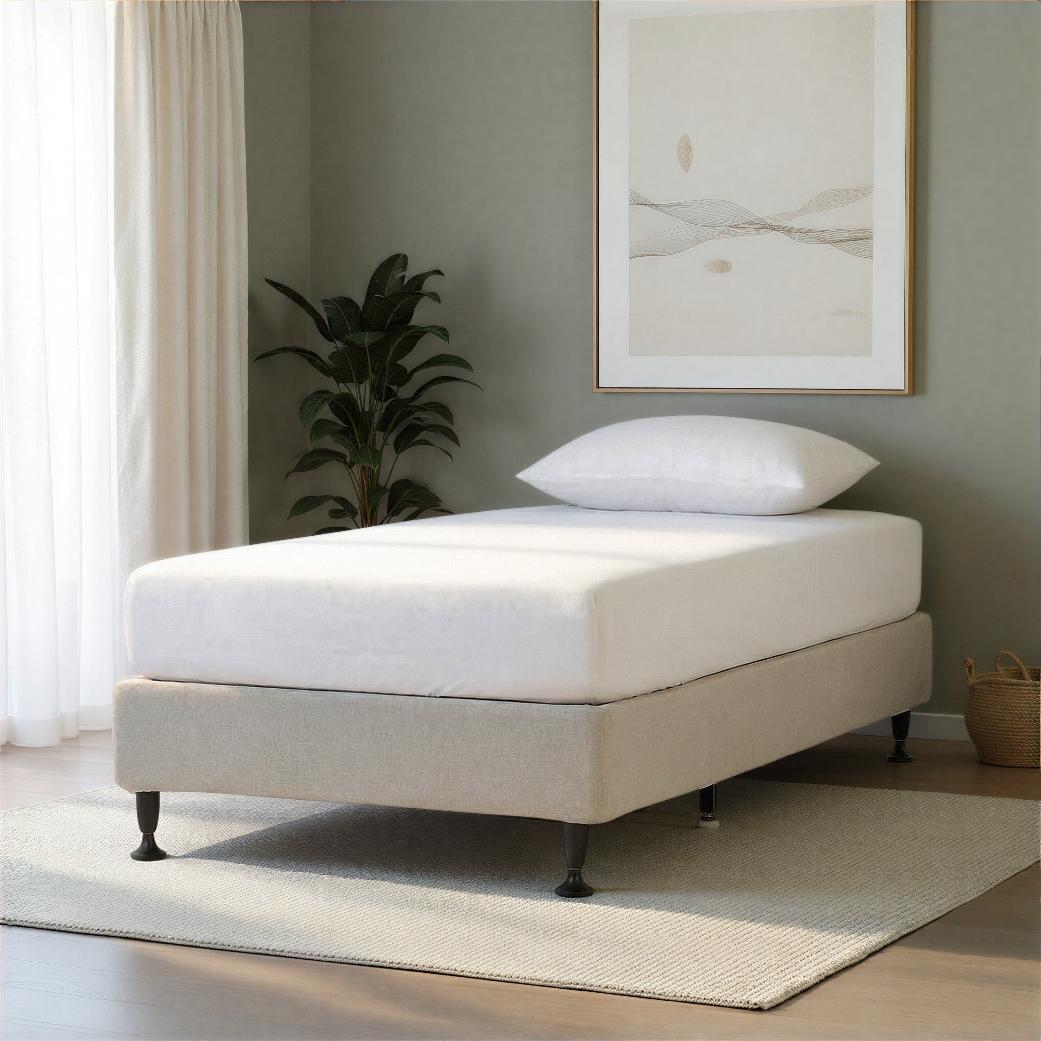 Alfa King Single Bed Base, Beige