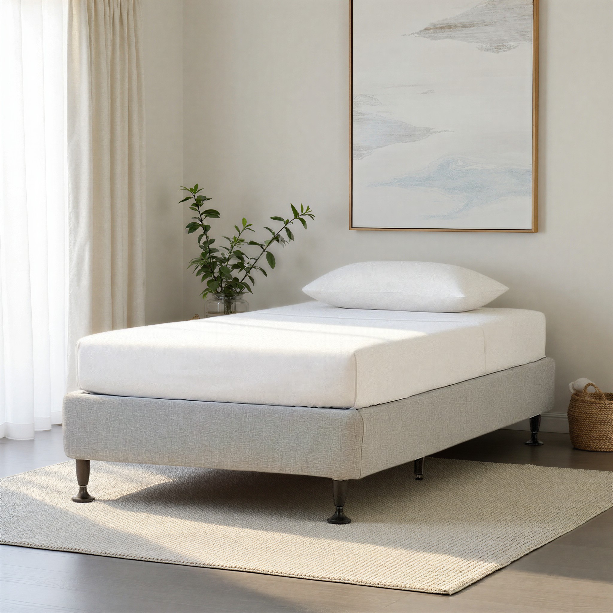 Alfa King Single Bed Base, Light Grey