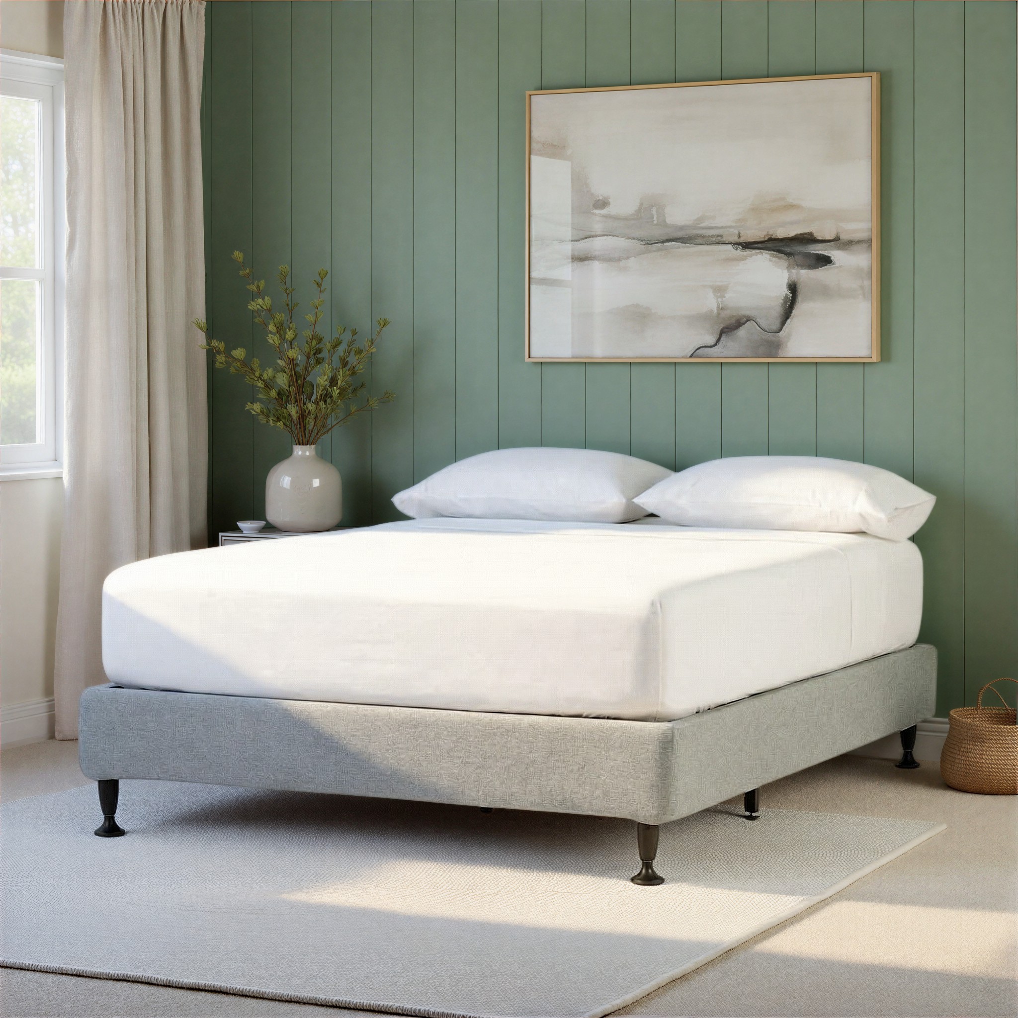 Alfa Queen Bed Base, Light Grey