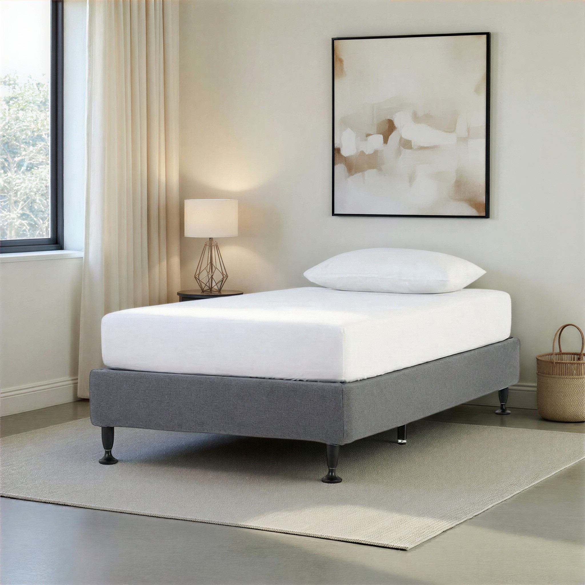 Alfa Single Bed Base, Charcoal