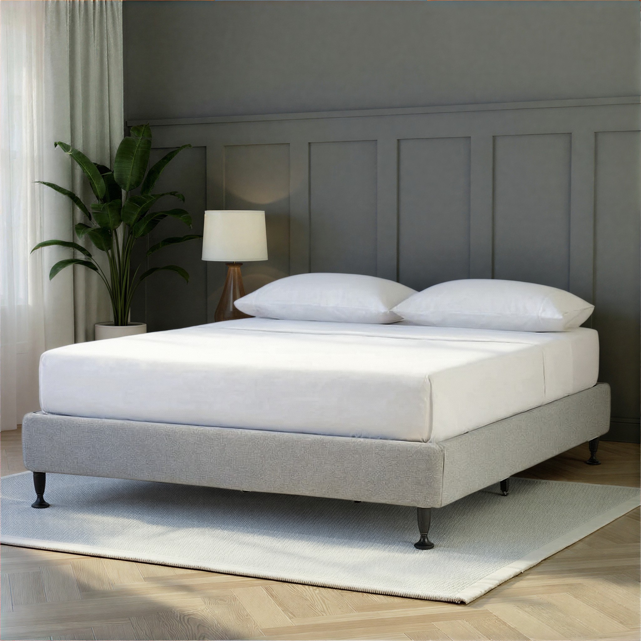 Alfa Super King Bed Base, Light Grey