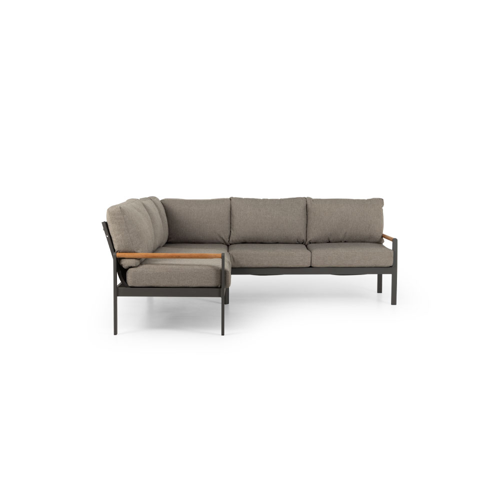 Amber Outdoor Corner Set with Square Coffee Table, Gunmetal