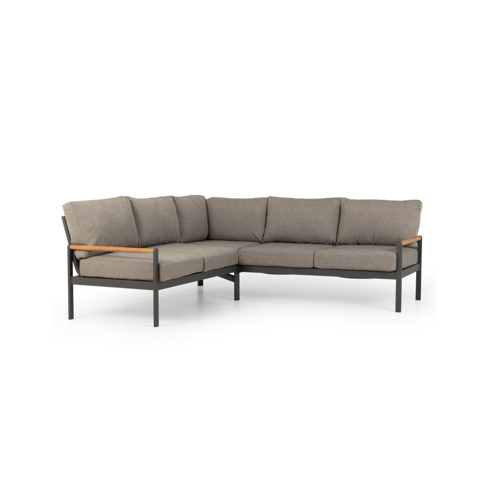 Amber Outdoor Corner Set with Square Coffee Table, Gunmetal