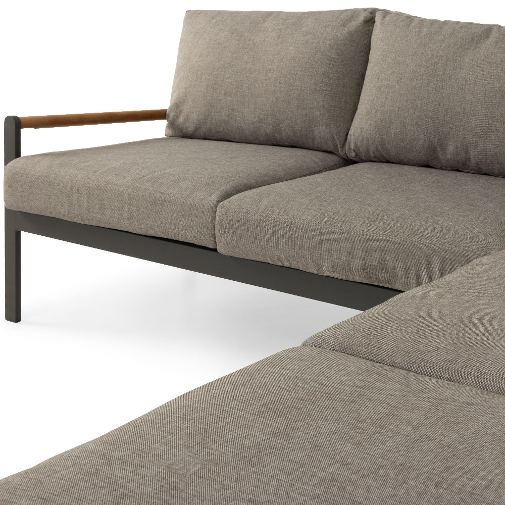 Amber Outdoor Corner Set with Square Coffee Table, Gunmetal