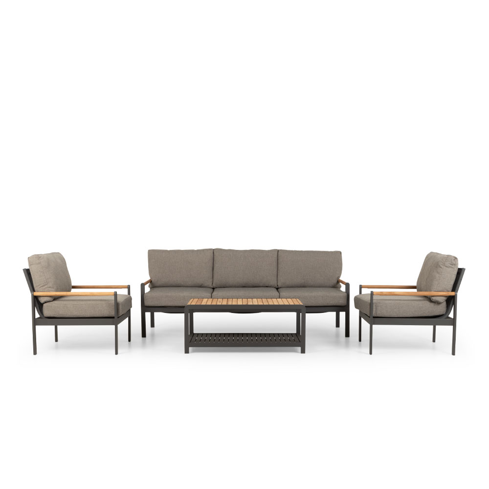 Amber 4 Piece Outdoor Lounge Set with Coffee Table, Gunmetal