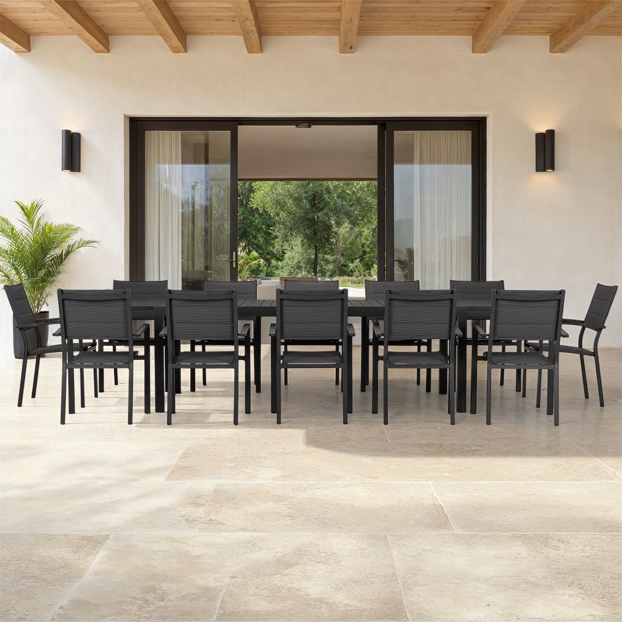 Antoni 13 Piece Outdoor Extension Dining Set - W220/340, Gunmetal