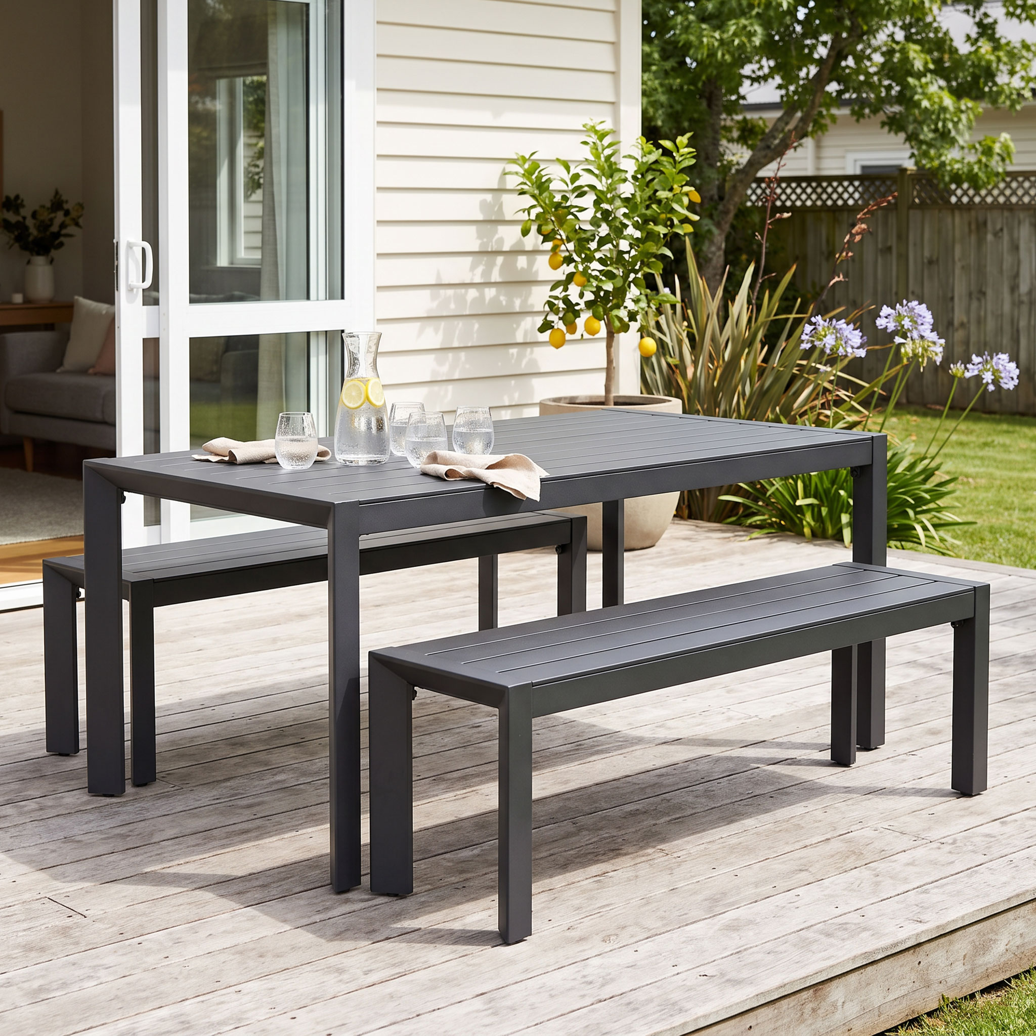Antoni 3 Piece Outdoor Dining Set - W170, Gunmetal