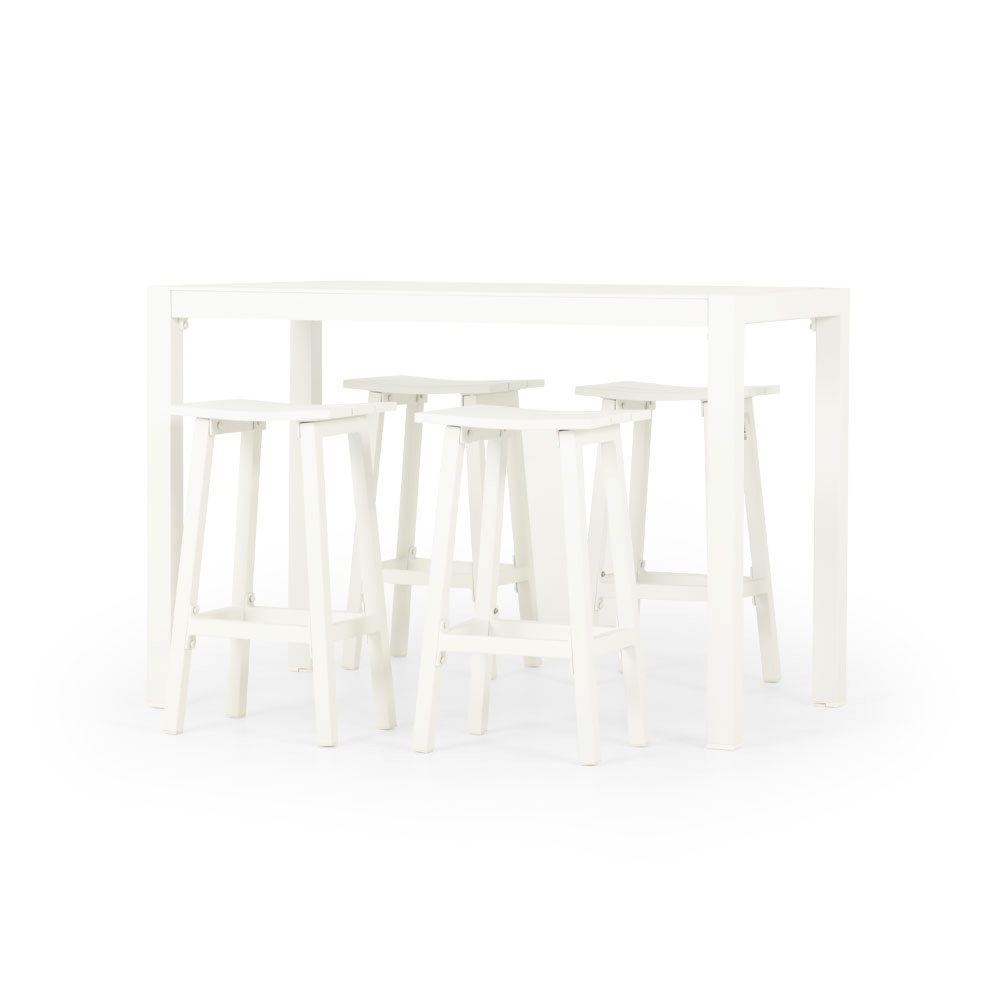 Venus 5 Piece Outdoor Bar Set, White