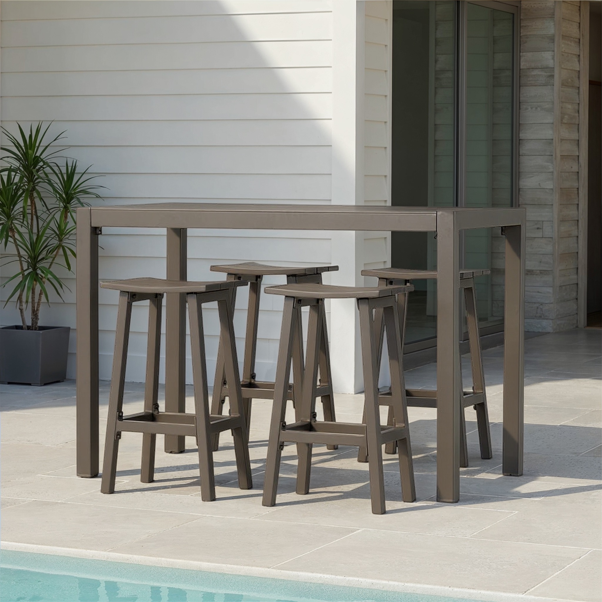 Venus 5 Piece Outdoor Bar Set, Gunmetal