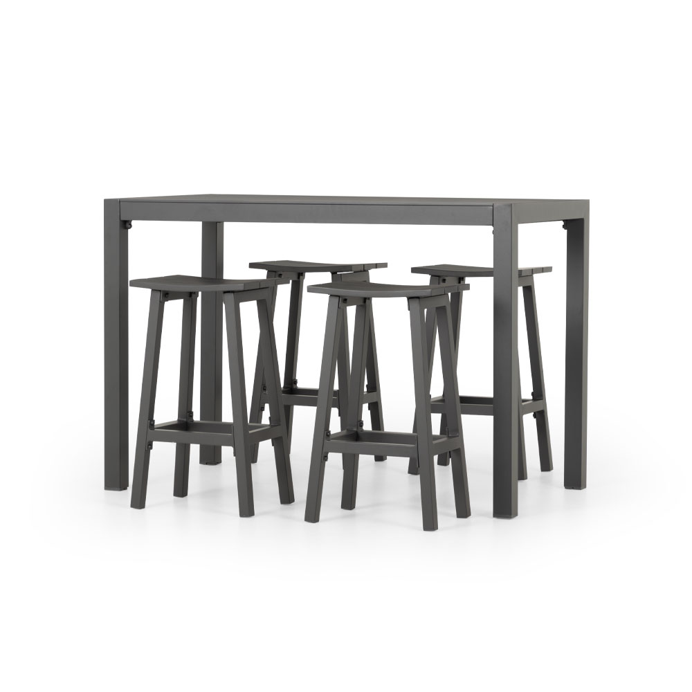 Venus 5 Piece Outdoor Bar Set, Gunmetal