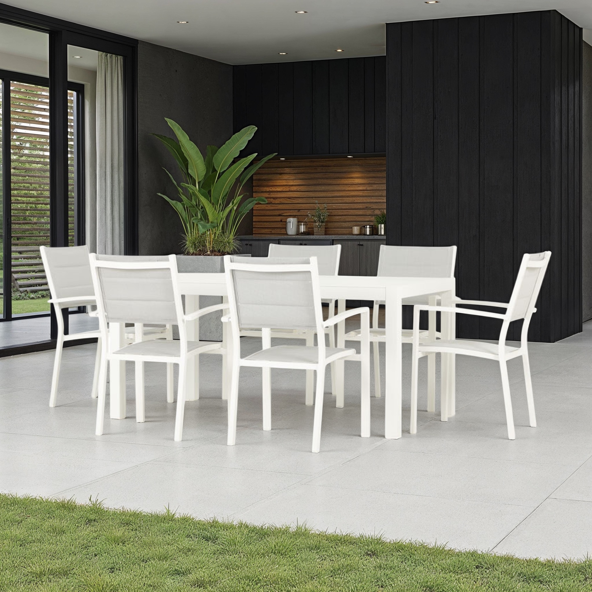 Antoni 7 Piece Outdoor Dining Set - W160, White